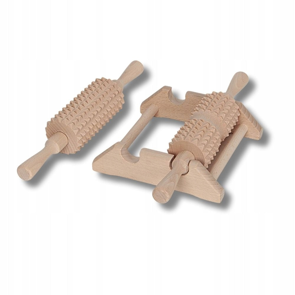 Wooden massager on stand beech roller double for feet 30 cm Manufacturer code MASAŻER DREWNIANY FIZJOTERAPIA