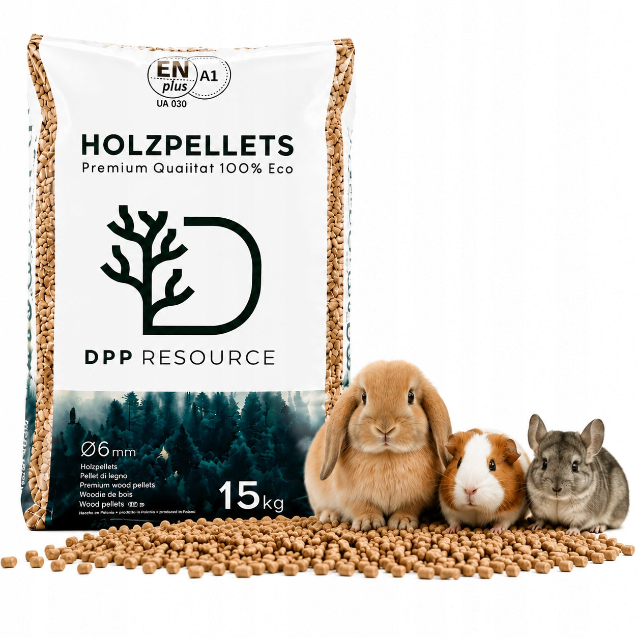 Wooden pellet 15kg for cat rabbit rodent hamster pig Brand Prosbud