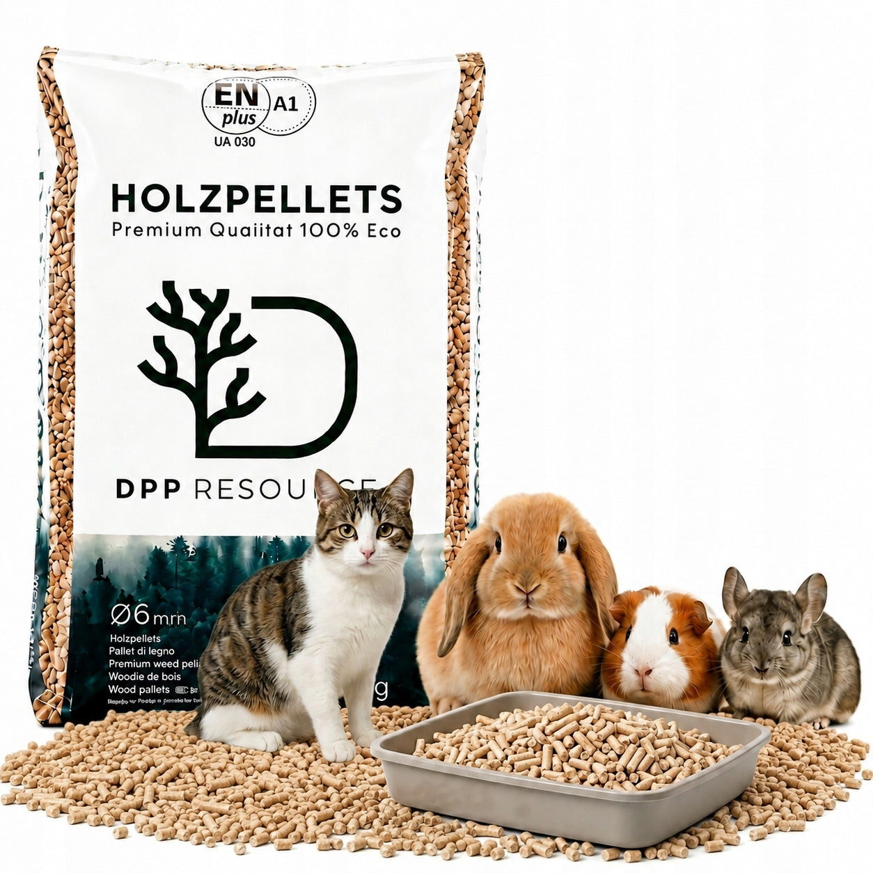 Wooden pellet 15kg for cat rabbit rodent hamster pig