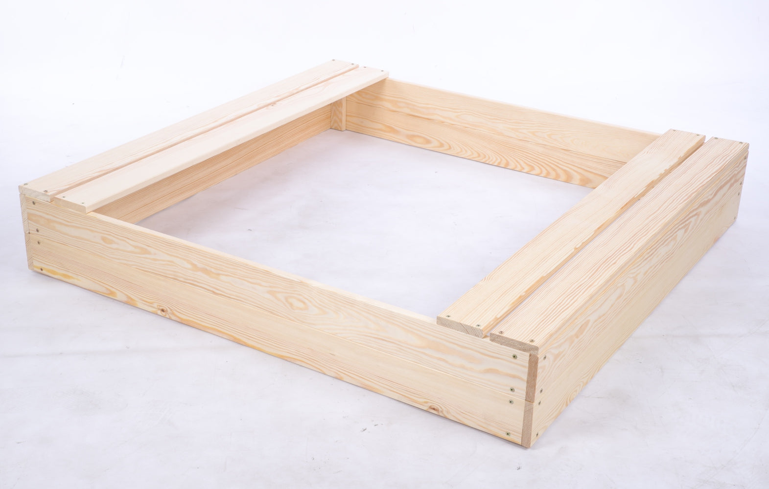 Wooden sandbox 120x120 with benches AGROTEXTILE eco wood Brand Wamar-Sosenka