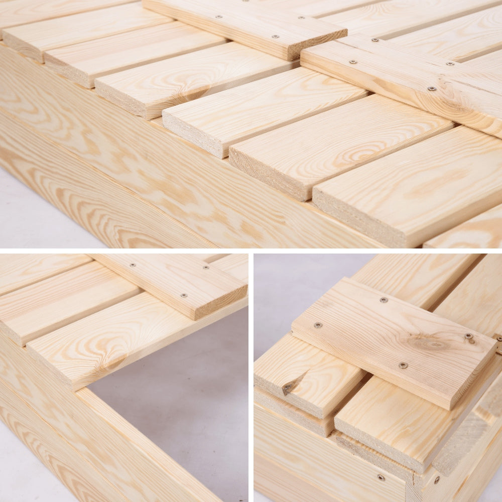 Wooden sandbox 120x120 with benches AGROTEXTILE eco wood Product width 120 cm