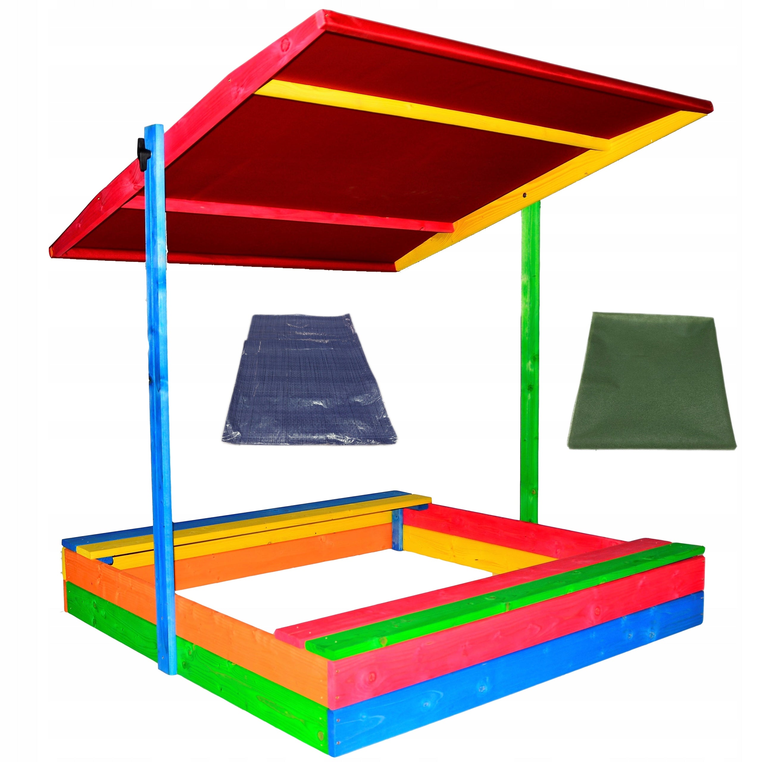 Wooden sandbox 120x120 with canopy EKO