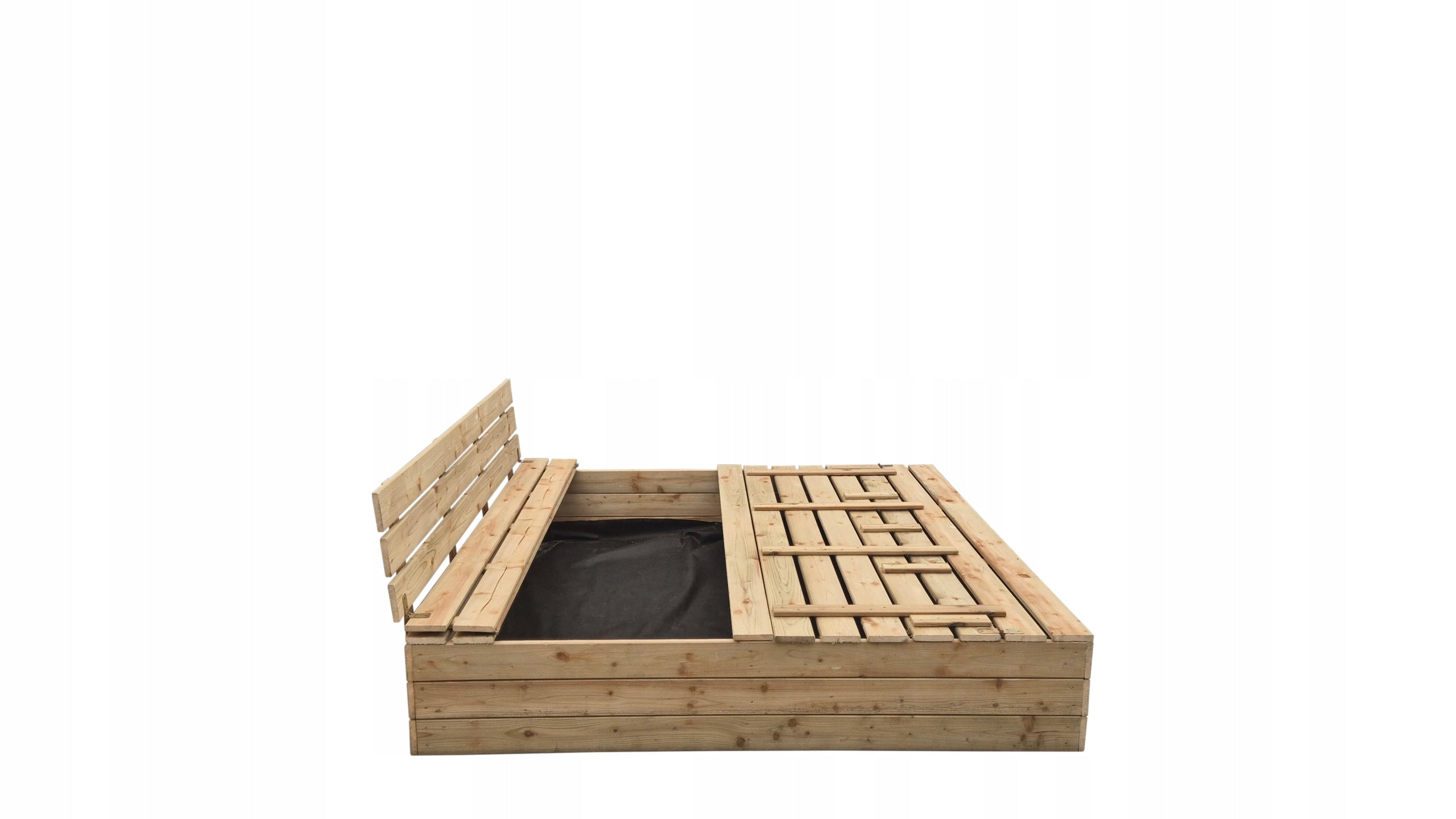 Wooden sandbox 153 x 150 cm impregnated wood Additional information bench lid