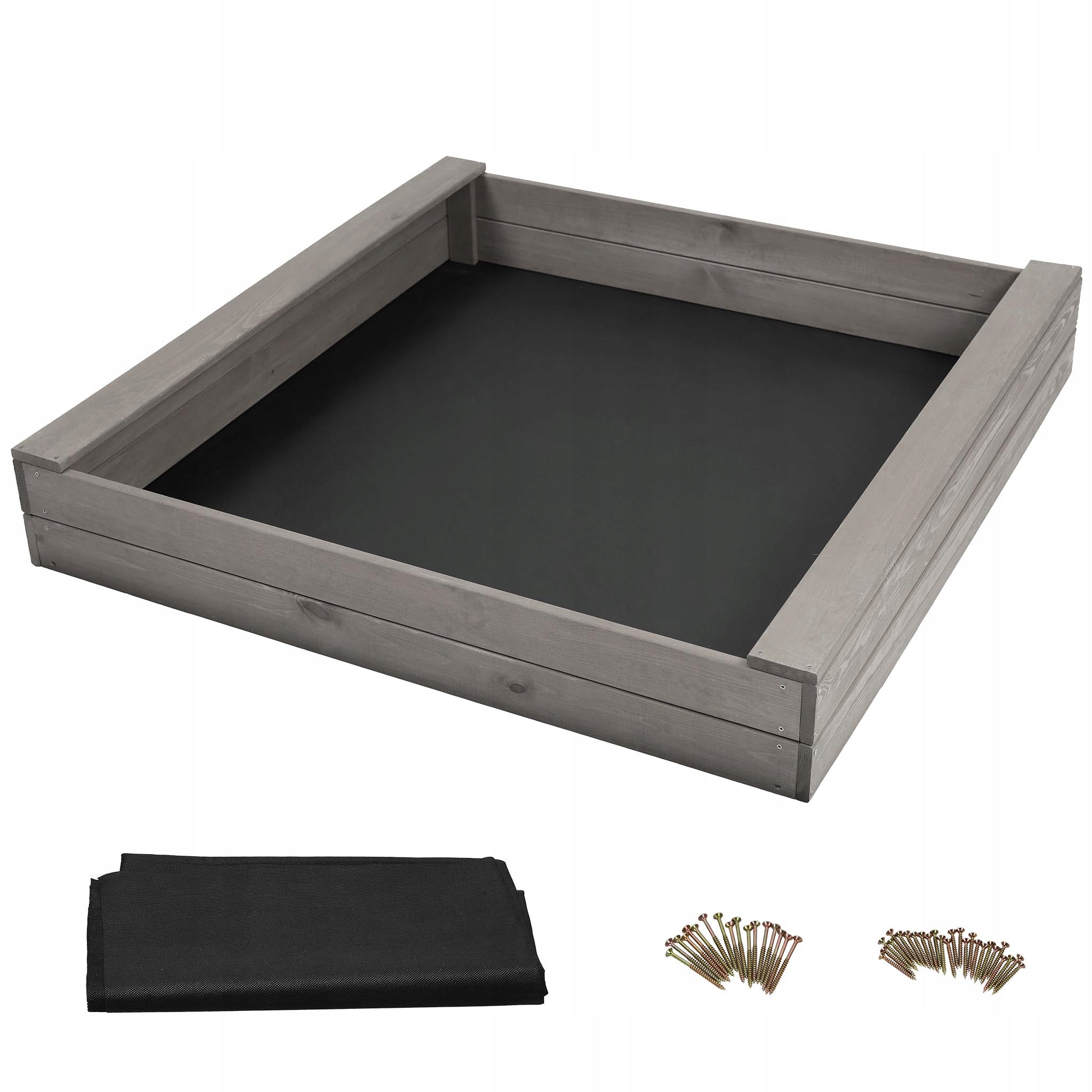 Wooden sandbox for children toddler garden slim grey 140x140 cm
