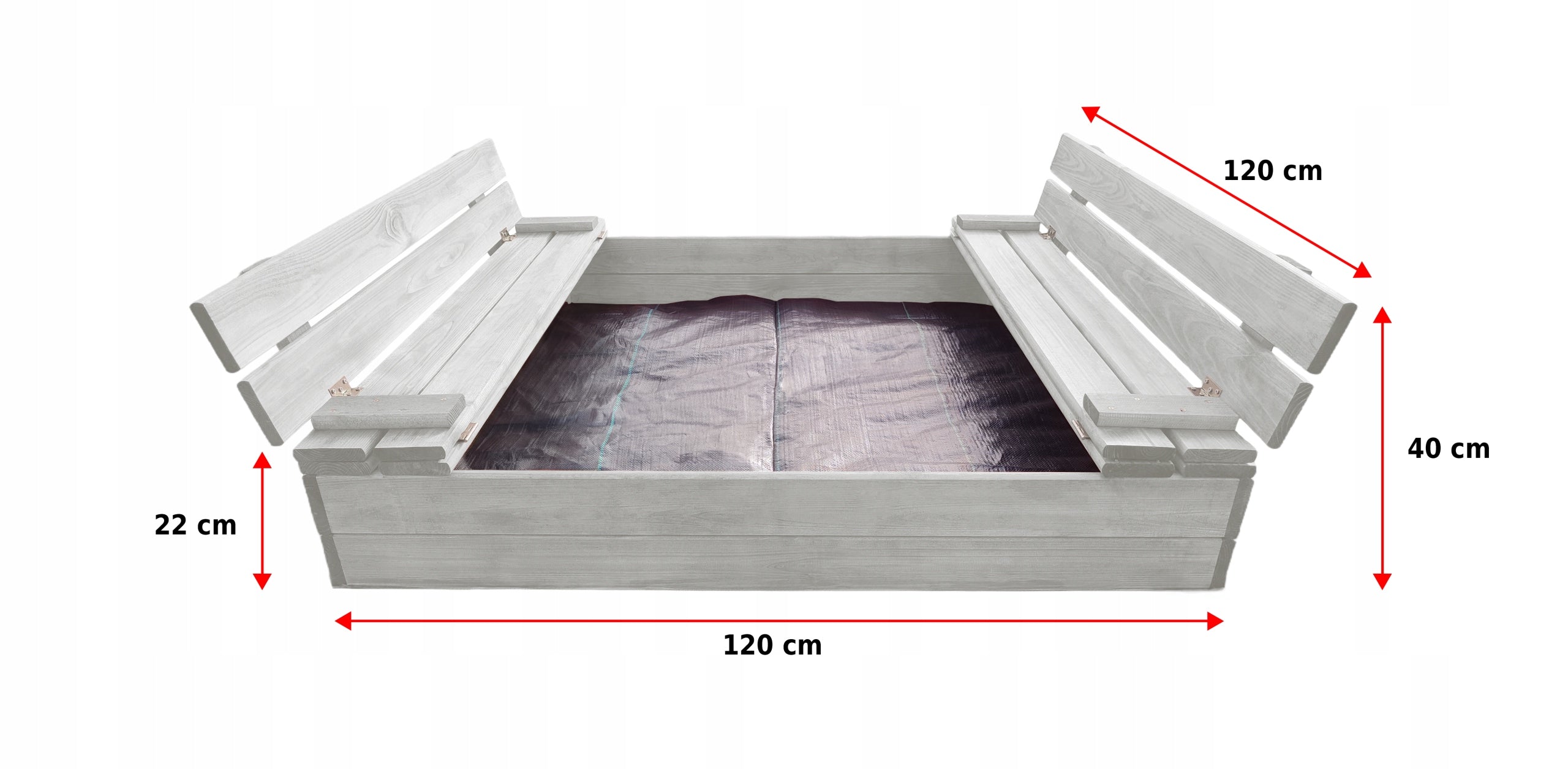 Wooden sandbox with bench IMPREGNATED lockable mat BOTTOM GARDEN SET Kind wooden