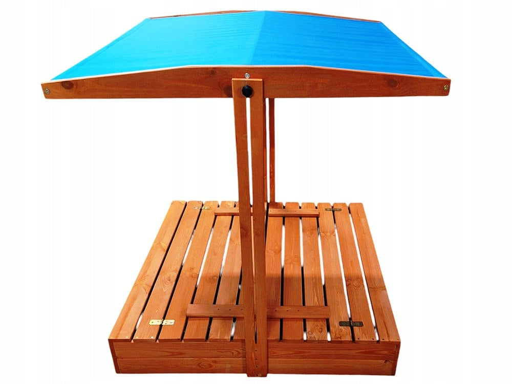 Wooden sandbox with canopy and benches closed 120x120 cm SP0837 Packaging status original
