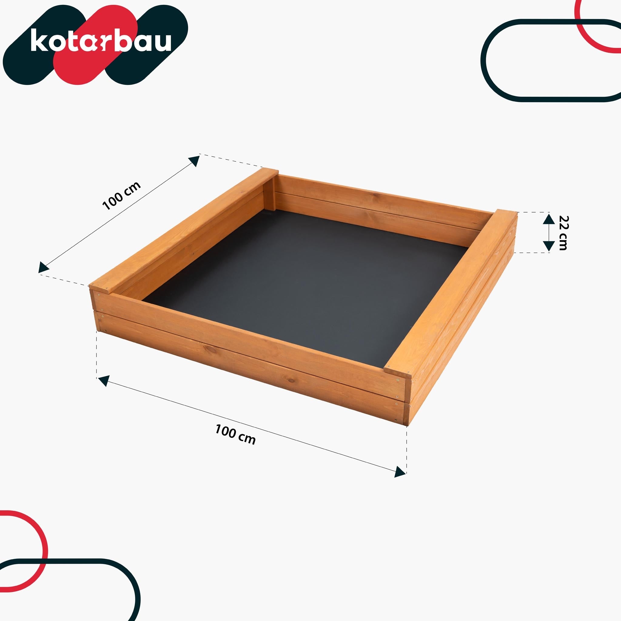 Wooden sandbox with garden benches for children brown 100x100 solid Manufacturer code T693