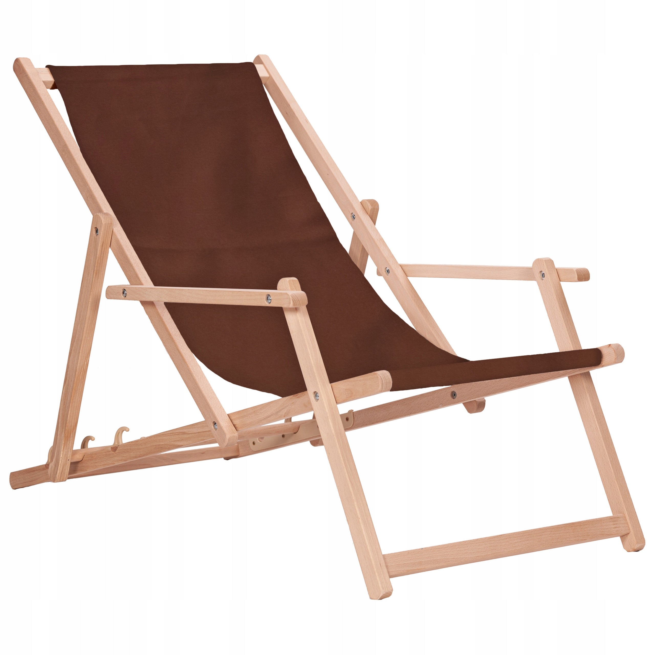 Wooden sun lounger with armrests Brown garden San-Drew TP22