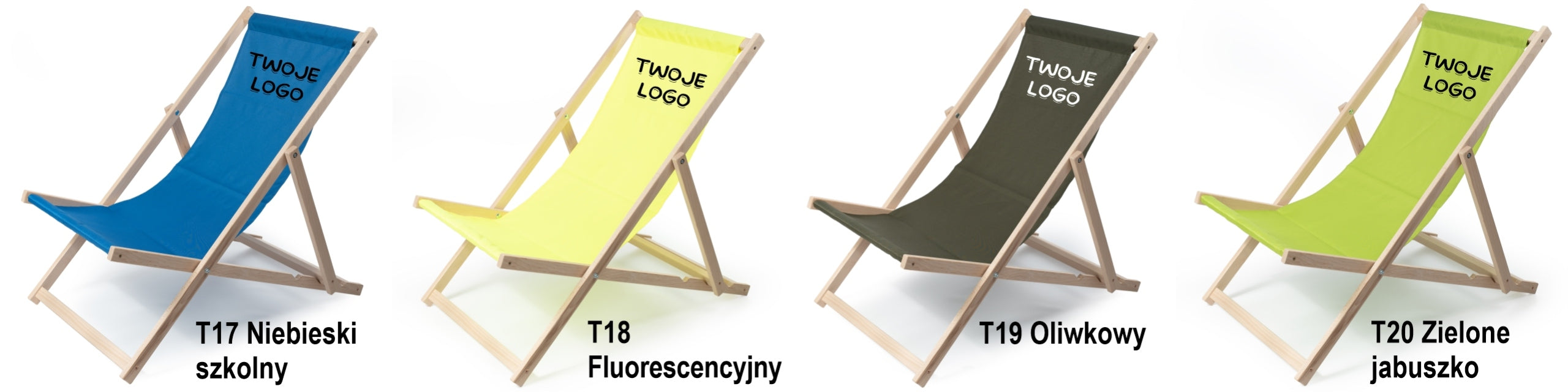 Wooden sunbed with its own print/logotype Model TLogotyp