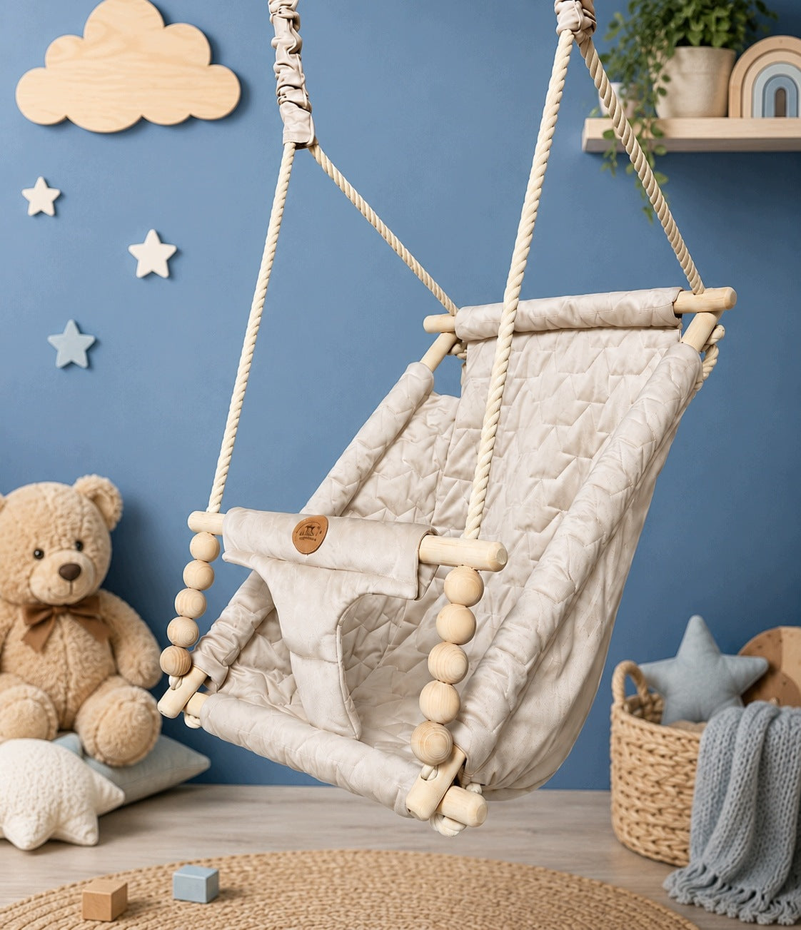 Wooden swing rocker lounger for children's room - light beige Packaging status original