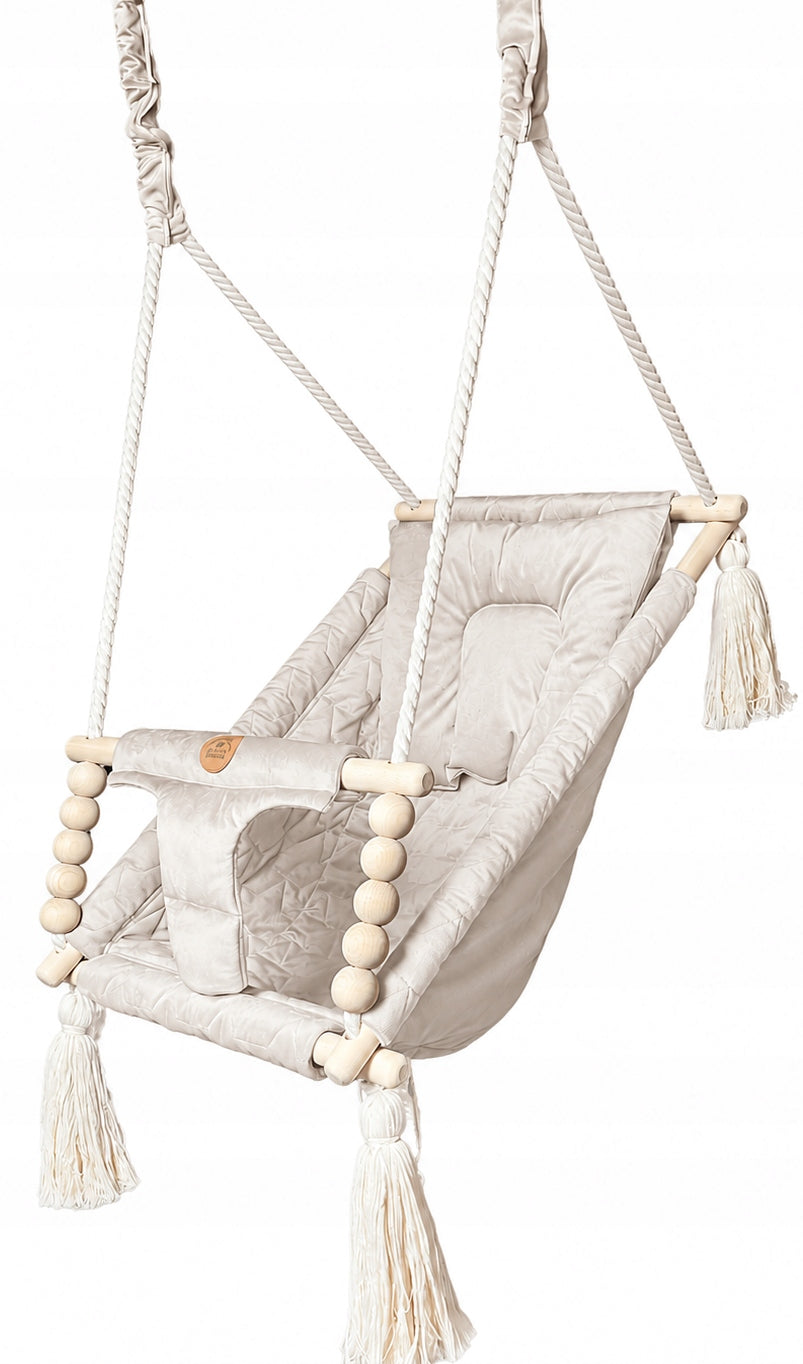 Wooden swing rocker lounger for children's room - light beige