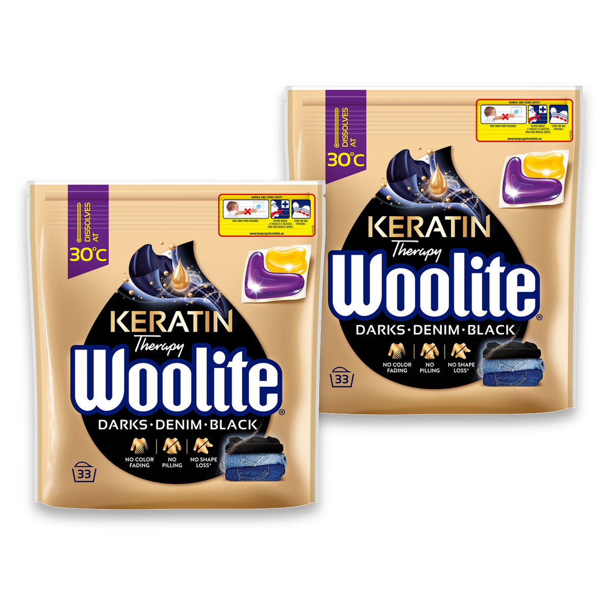 Woolite Keratin Dark Washing Capsules 2x33 Pack