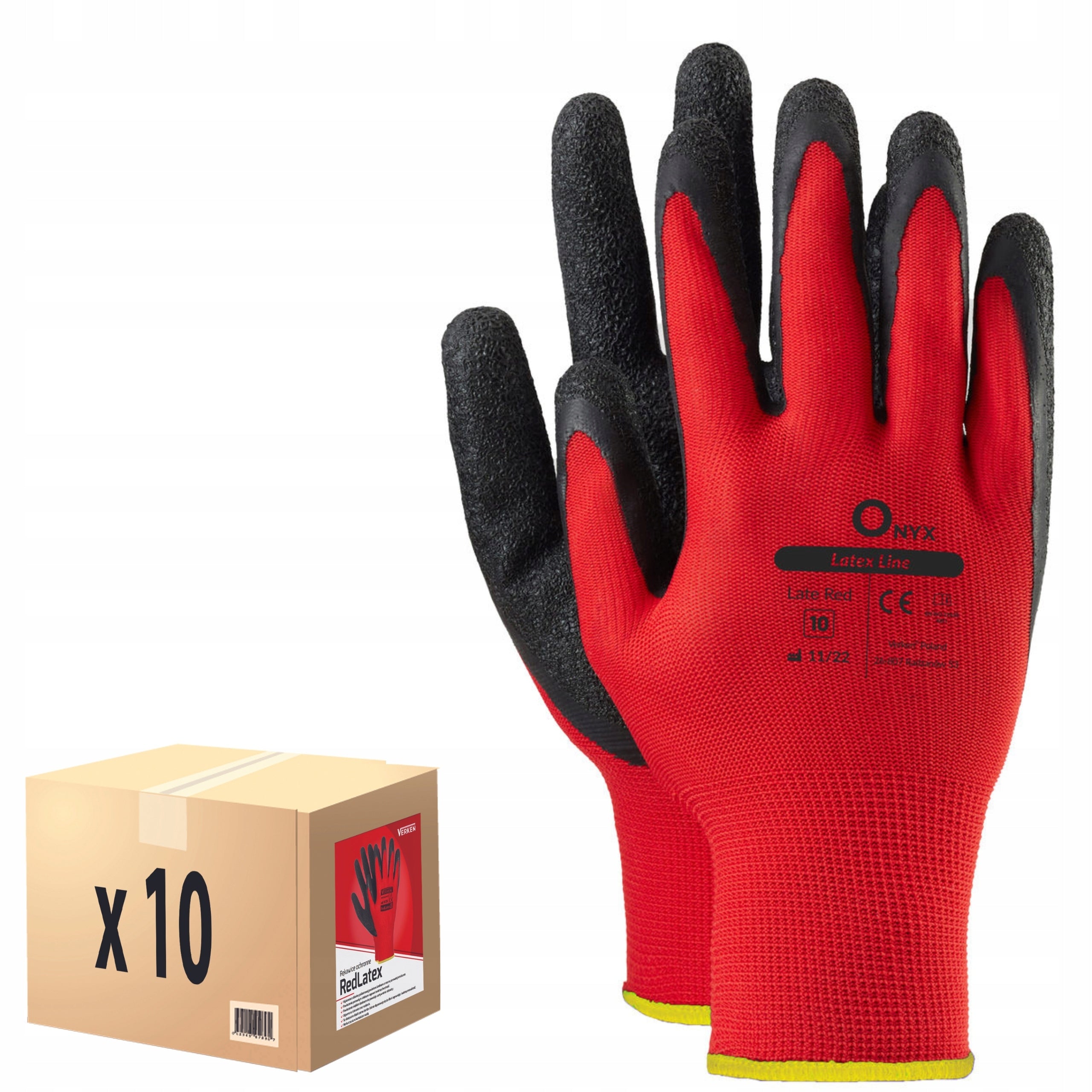 Work Gloves STRONG Protective RED bhp Gloves LATEX Vampires 10 pairs