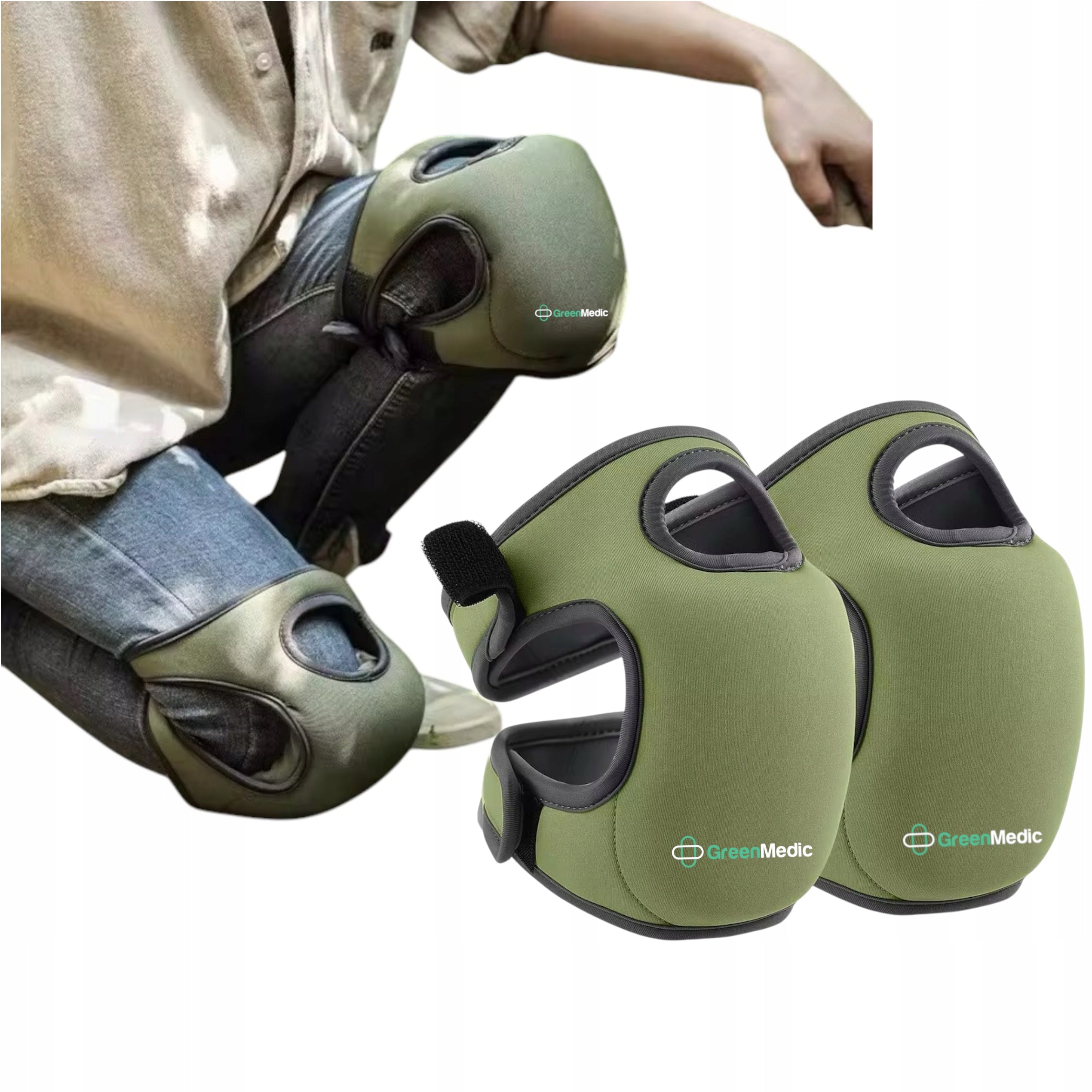 Work Knee Pads Foam Memory Knee Protectors GREEN MEDIC 2pcs
