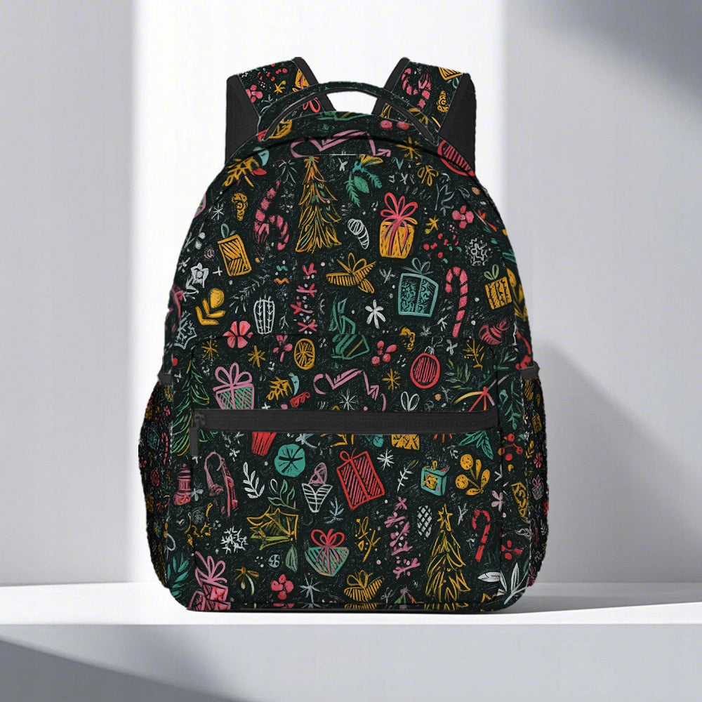 Work School Backpack Festive Doodle Stylish Spacious