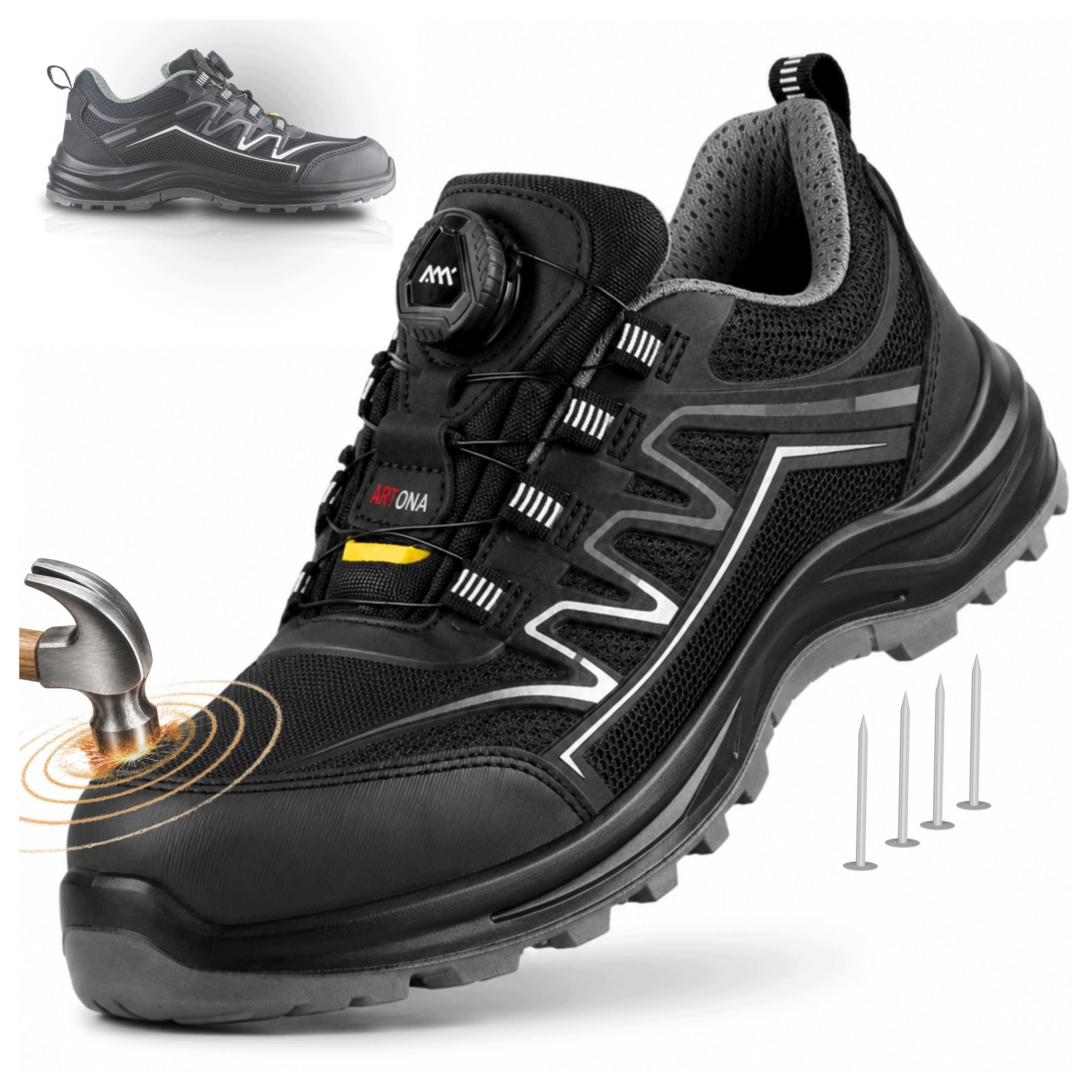 Work Shoes S1P Shoes Breathable with Toe Health and Safety Anti-Puncture ESD BOA
