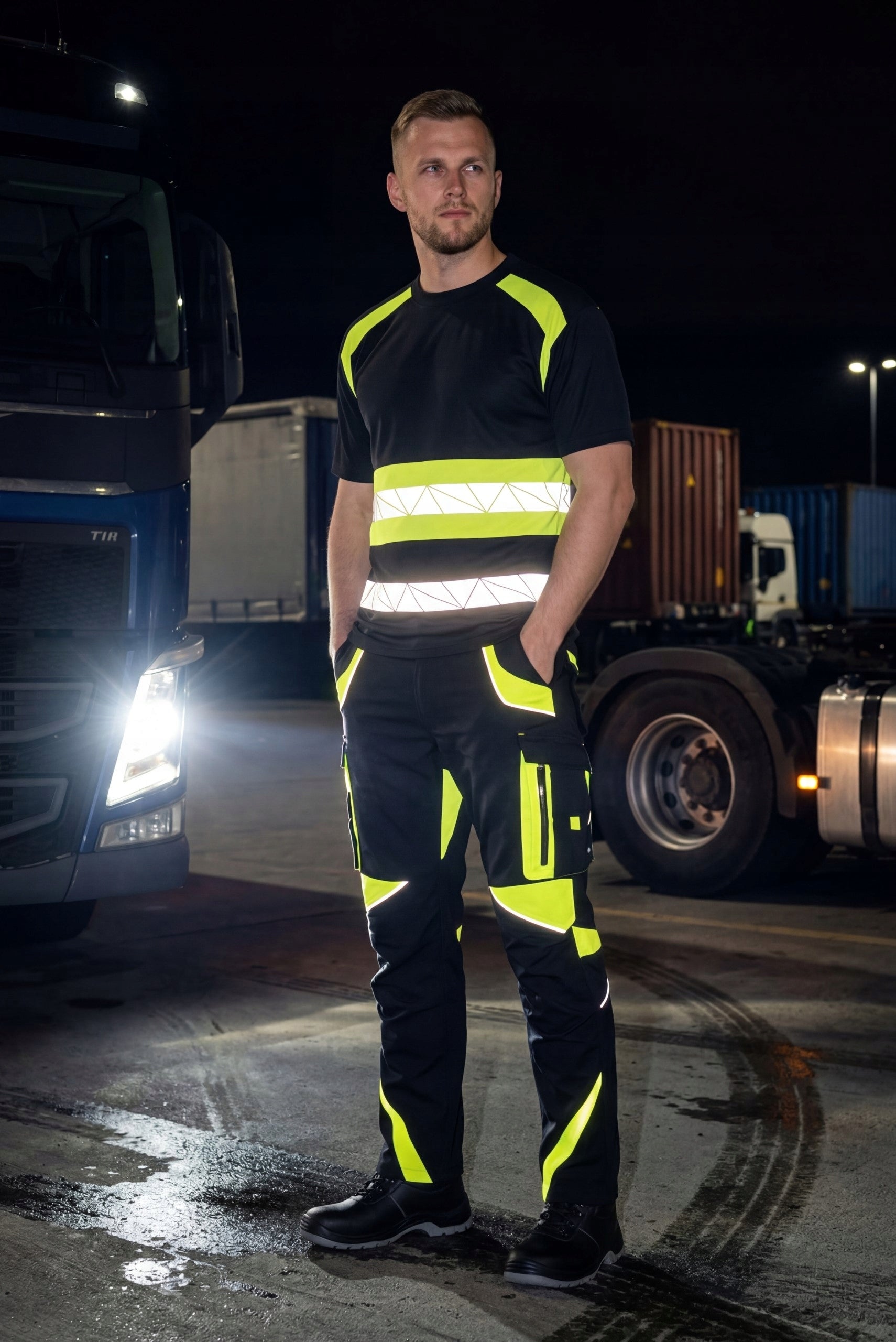 Work T-shirt REFLECTIVE Work T-shirt WARNING Men's YELLOW ECO Manufacturer code Koszulka odblaskowa BHP24-TS-01-SS-BKYL-S