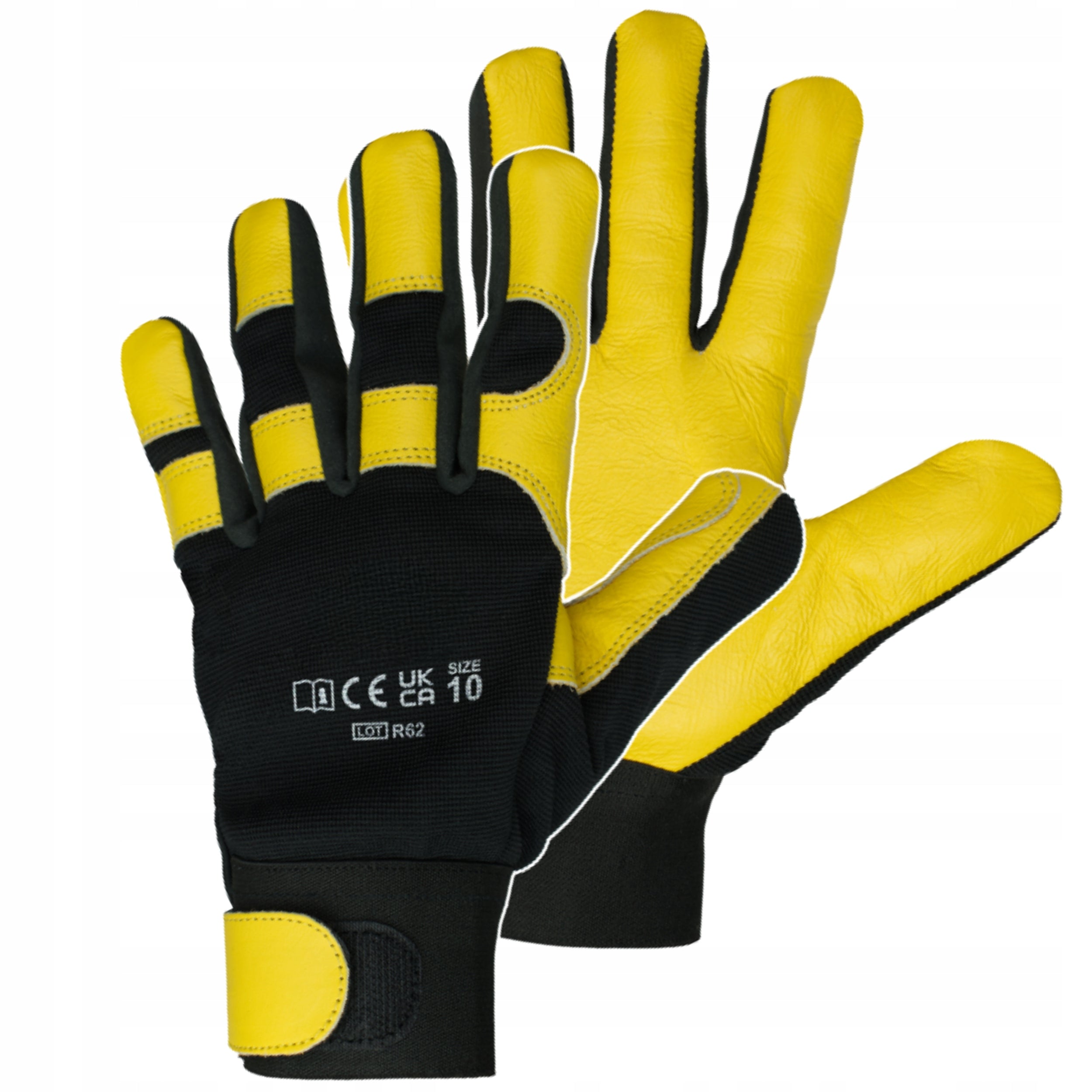 Work gloves Leather mechanic with Velcro Strong Elastic Medical device no