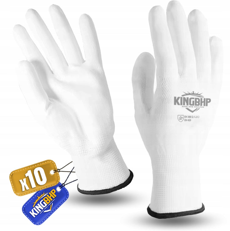 Work gloves Polyurethane ULTRA MANUAL POLYURETHANE PU WHITE x10 pairs