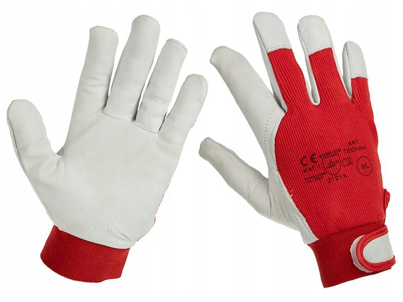 Work gloves goat leather Velcro 10 red