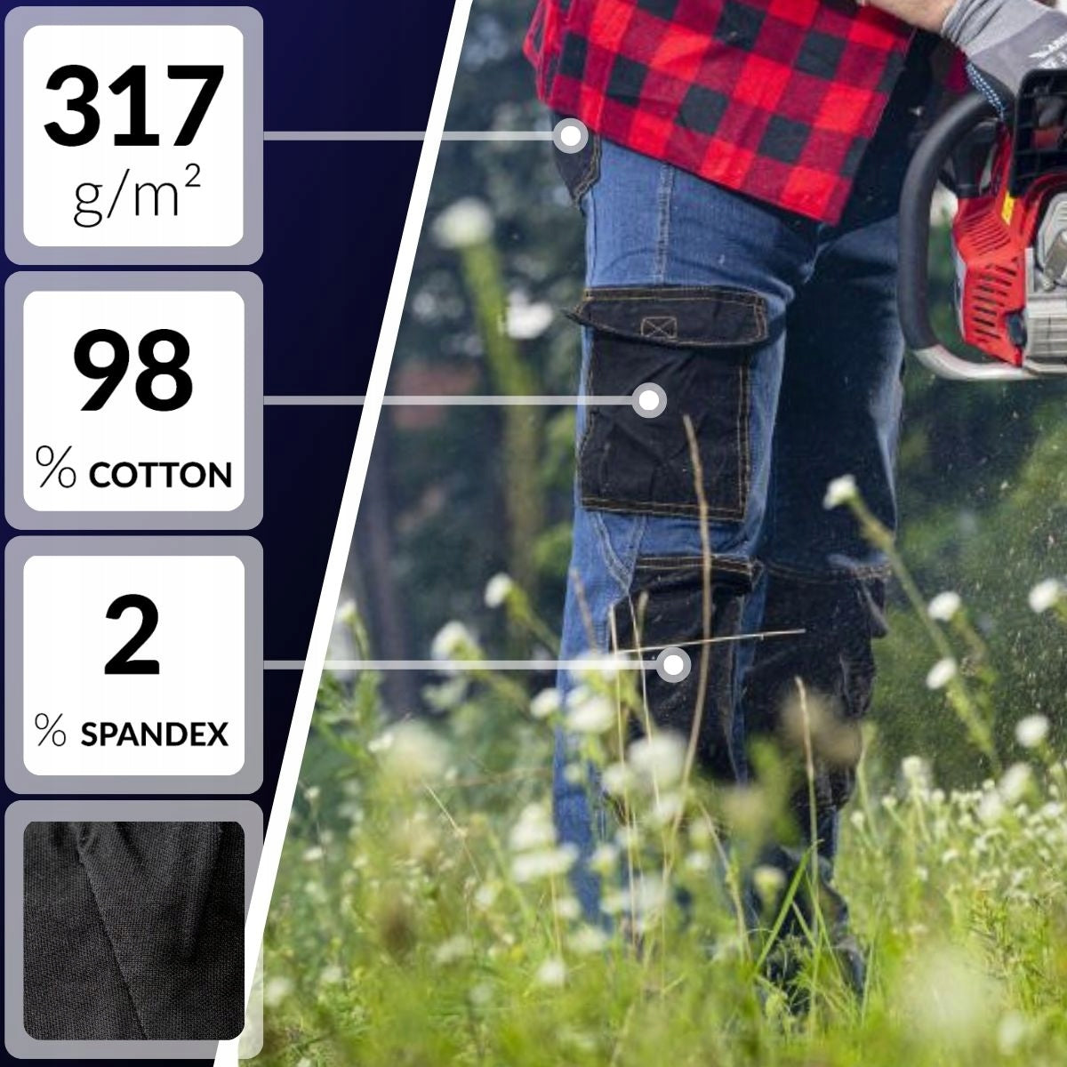 Work pants JEANS jeans r. LD/54 jeans denim DEDRA elastic STRETCH Manufacturer code BH45SP-LD