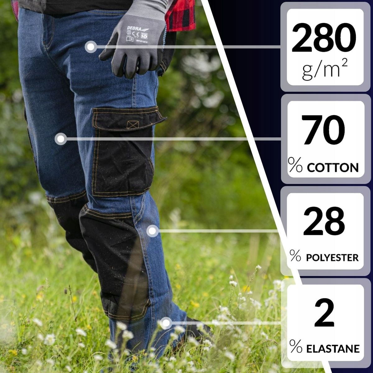 Work pants JEANS jeans r. LD/54 jeans denim DEDRA elastic STRETCH Packaging status original