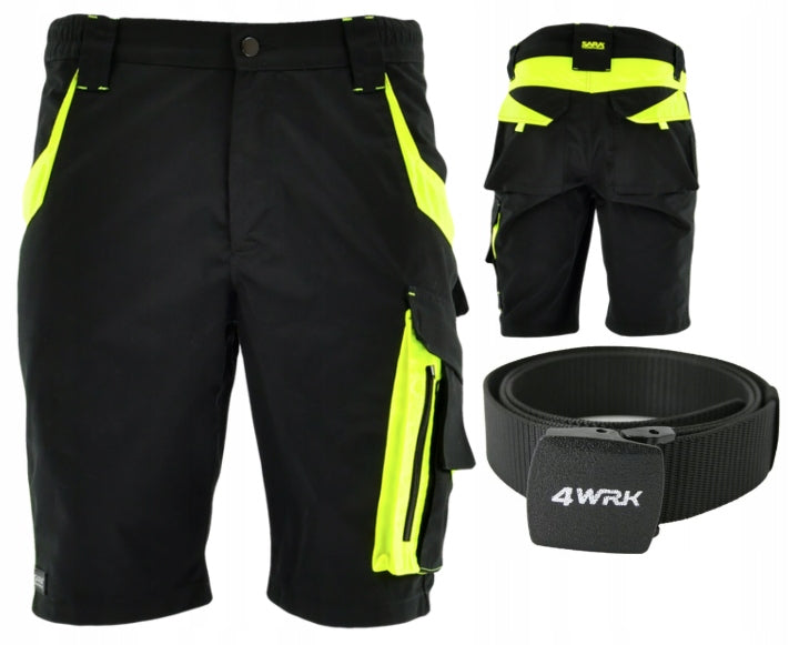 Work shorts TROUSERS short health and safety shorts ELASTIC stretch + BELT M