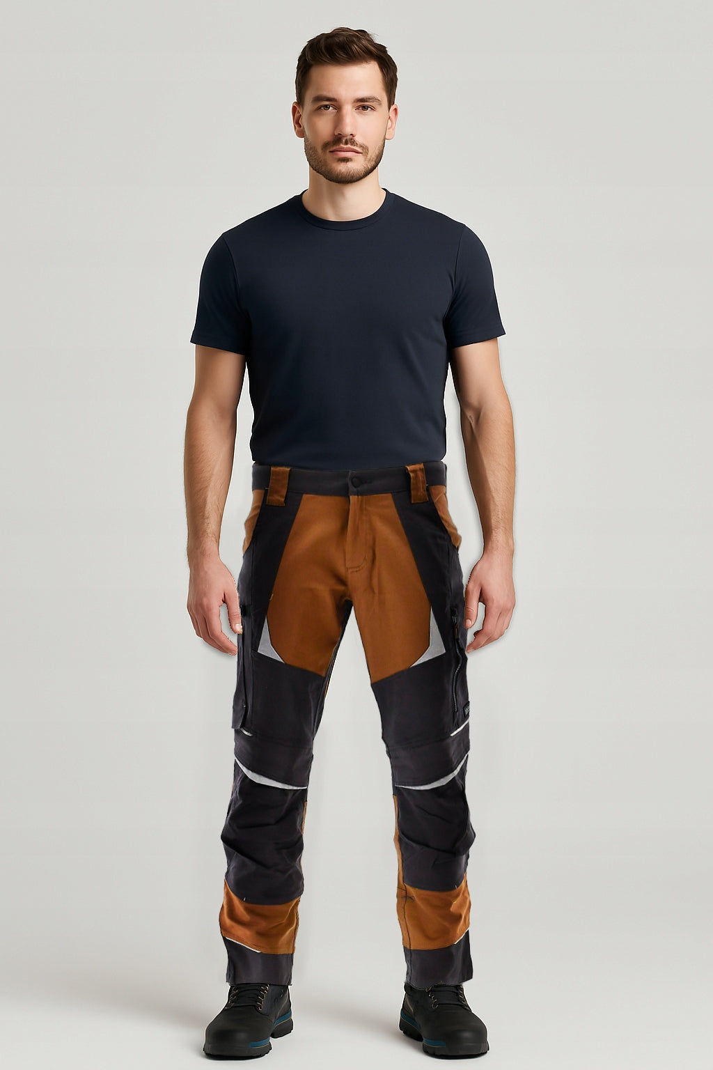 Work trousers for elastic waistband COTTONFLEX brown SARA stretch 46 S Brand Sara