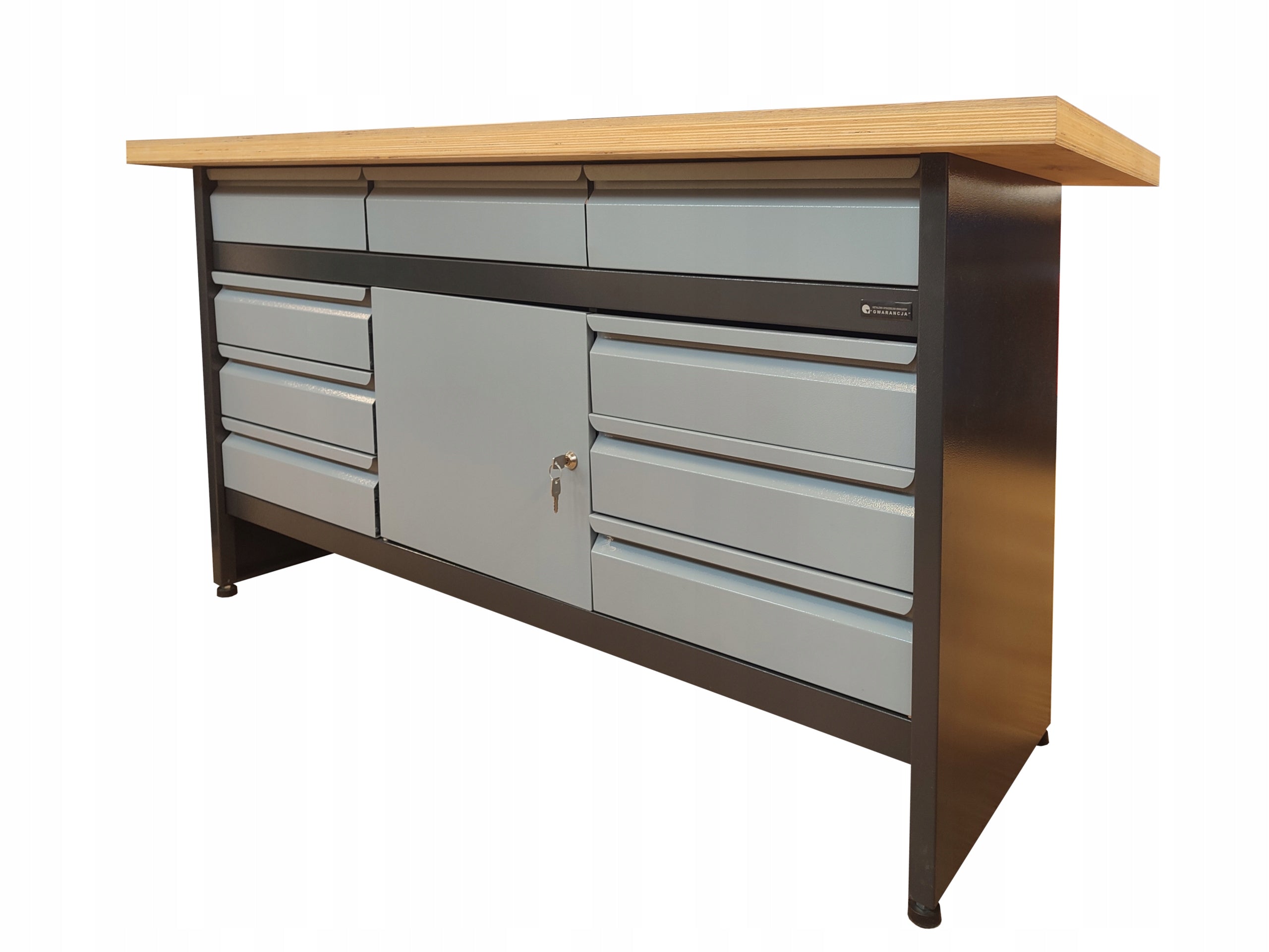 Workbench, large 170 cm, 9 sulfads, solid metal, Polish PRODUCT