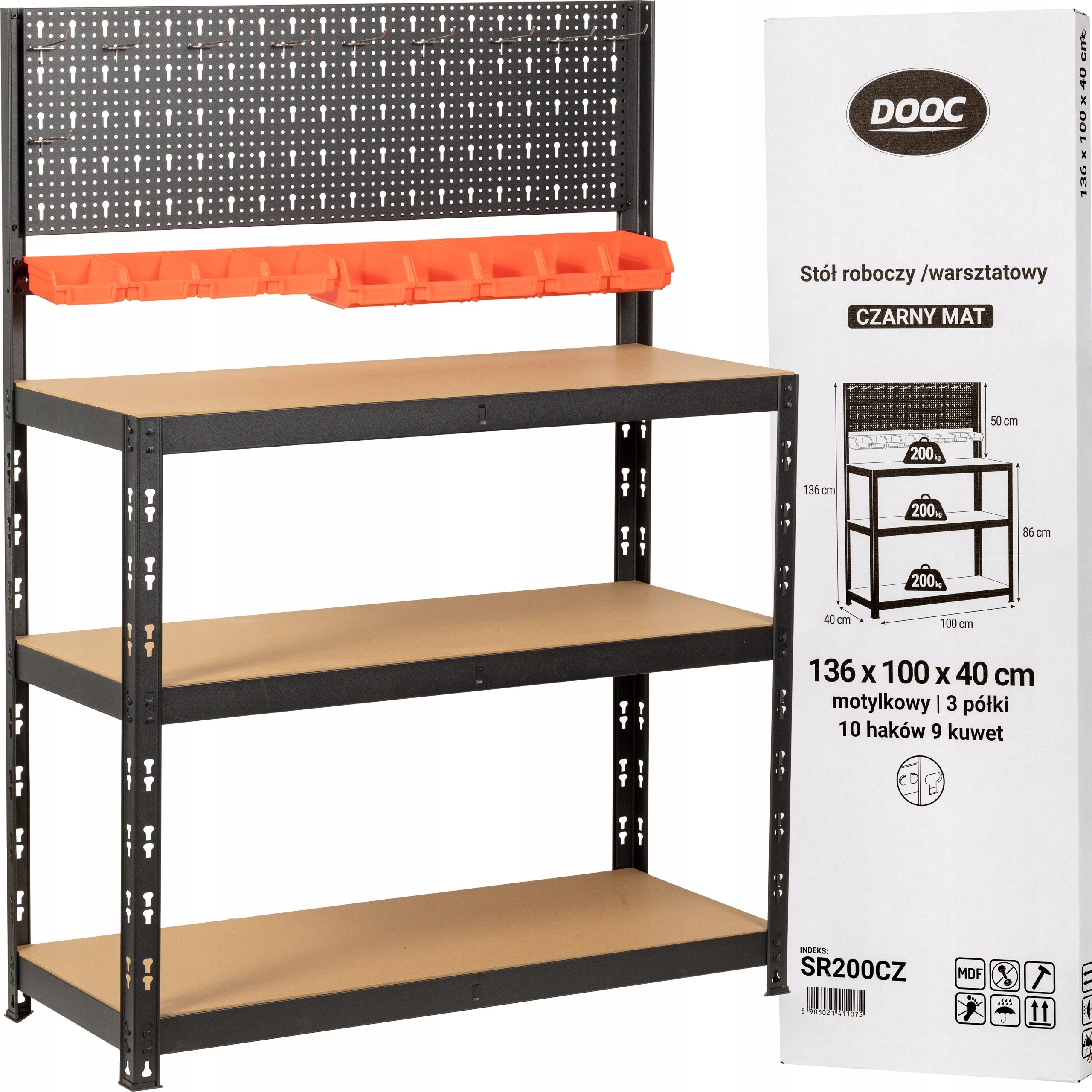 Workbench tool top 200kg 9 cuvettes hooks DOOC