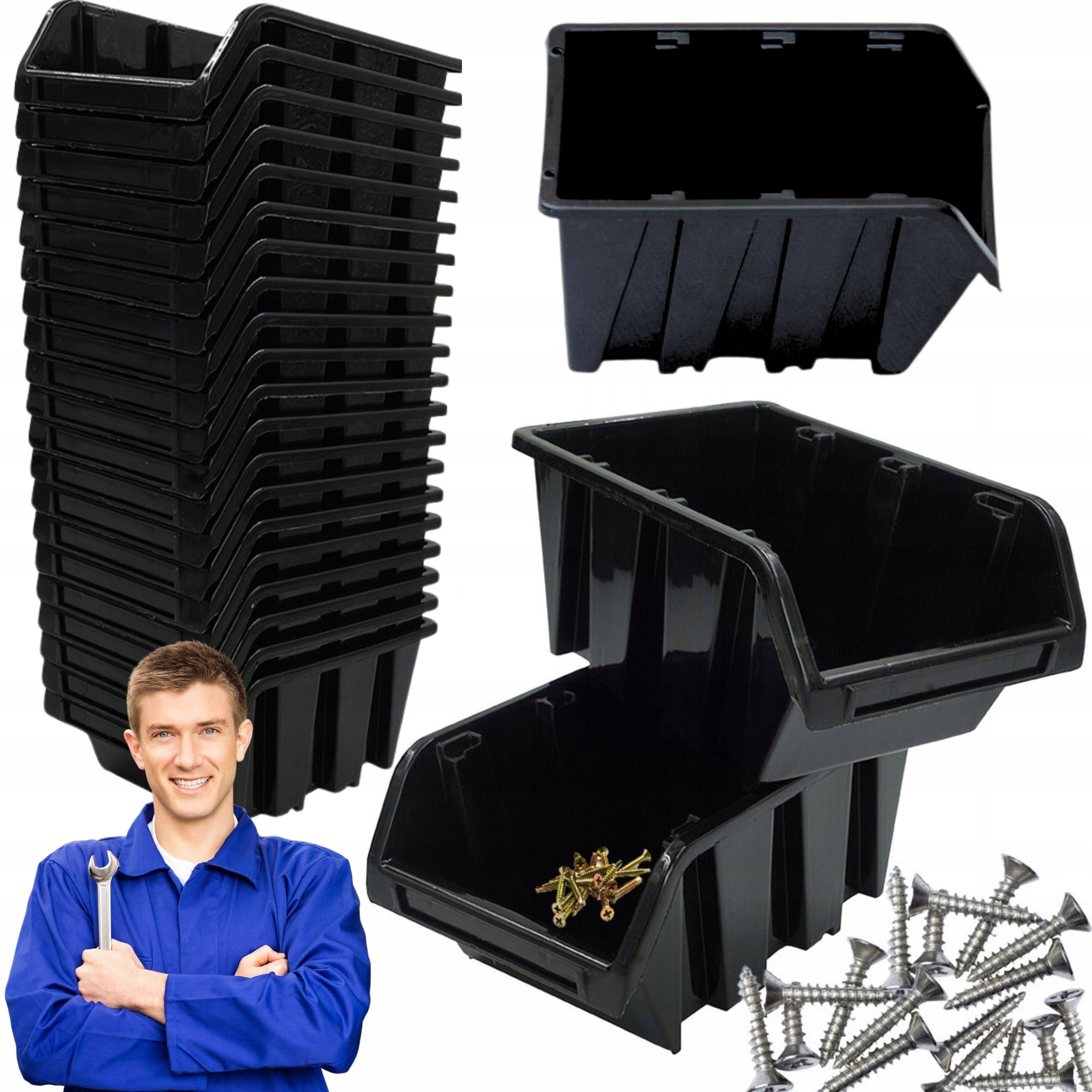 Workshop Cuvettes 20pcs Cuvette 155x100x70 mm Black for Garage Screws