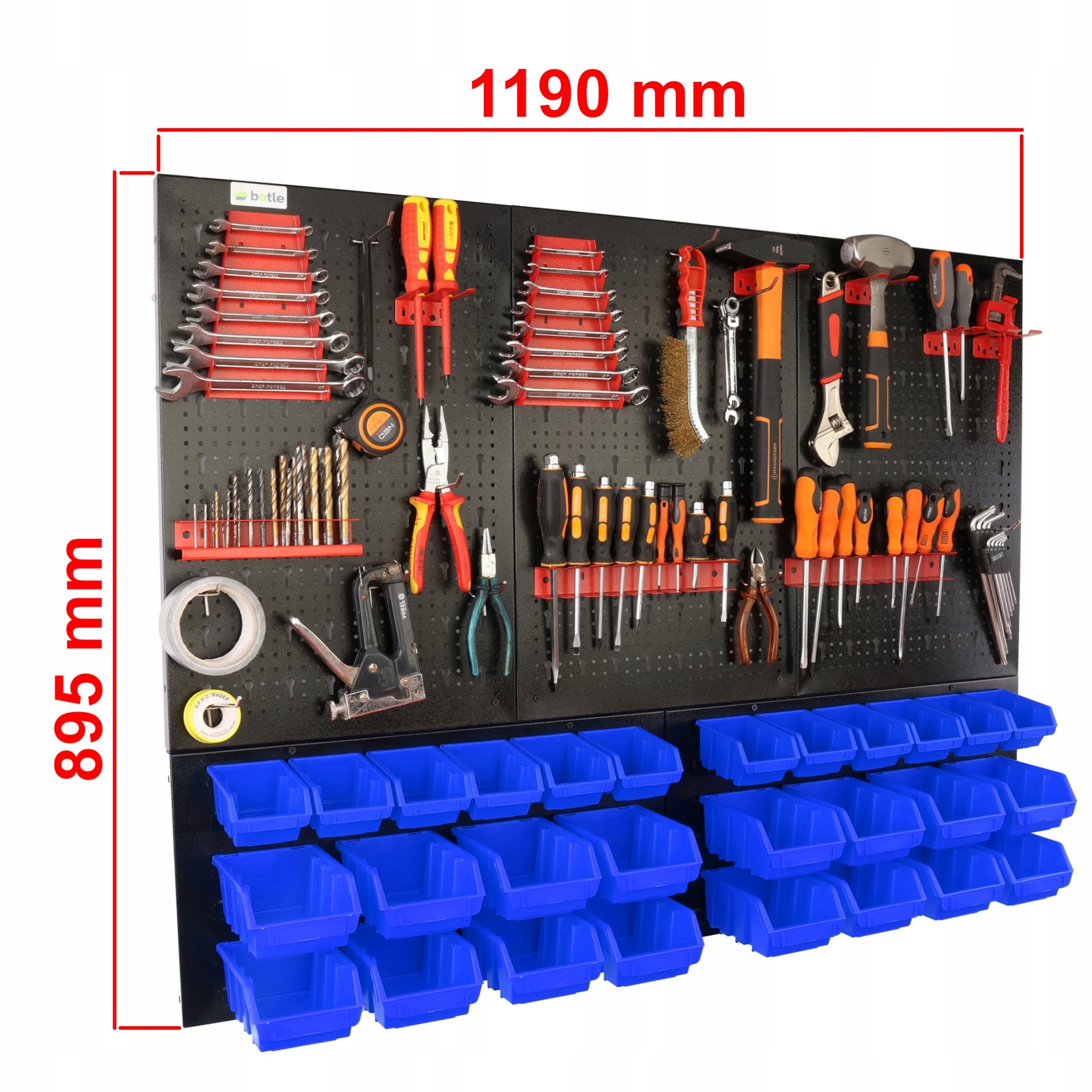 Workshop board botle 120x90cm metal 28 containers blue hooks EAN (GTIN) 5904865743339