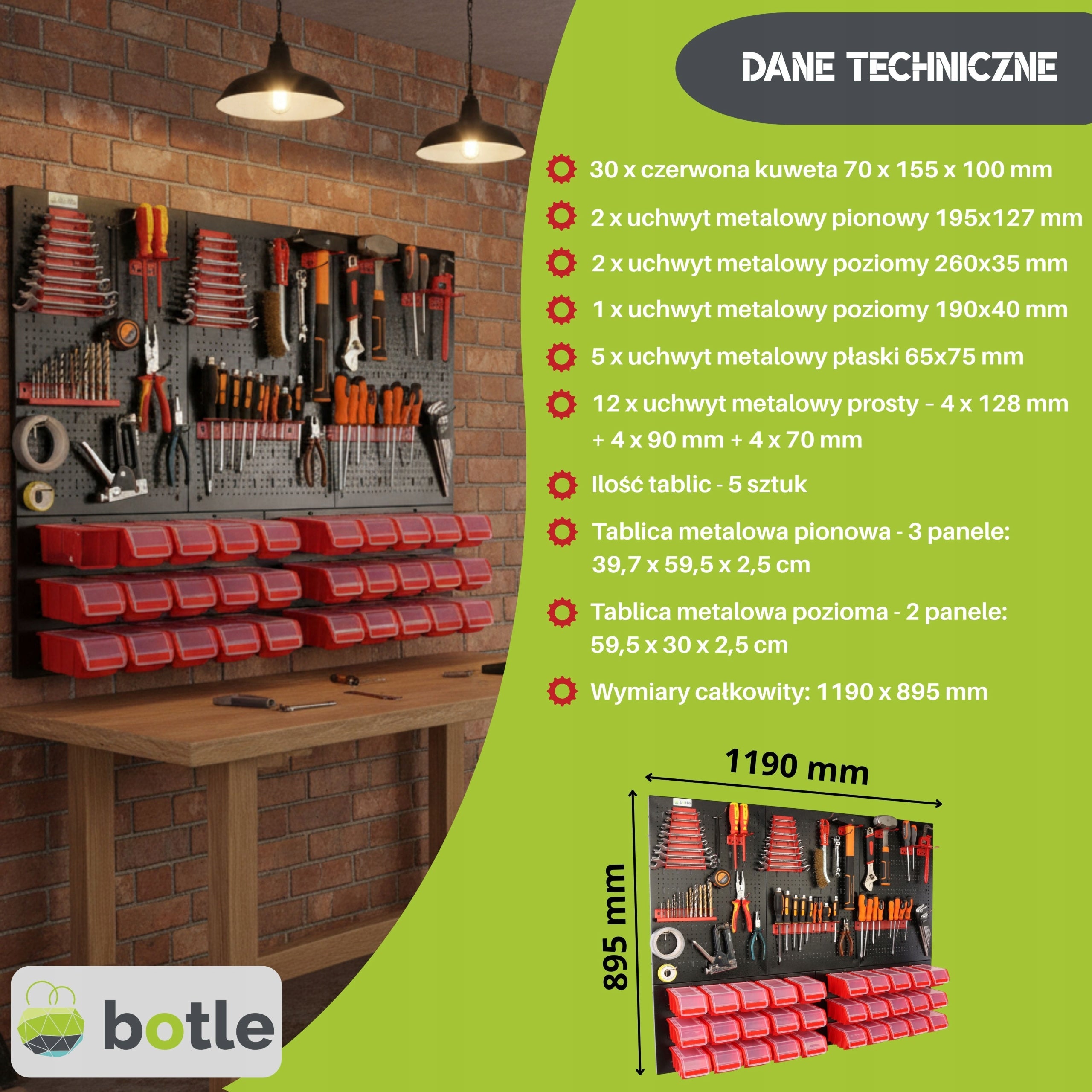 Workshop board botle 120x90cm metal 30x container RED Brand Botle