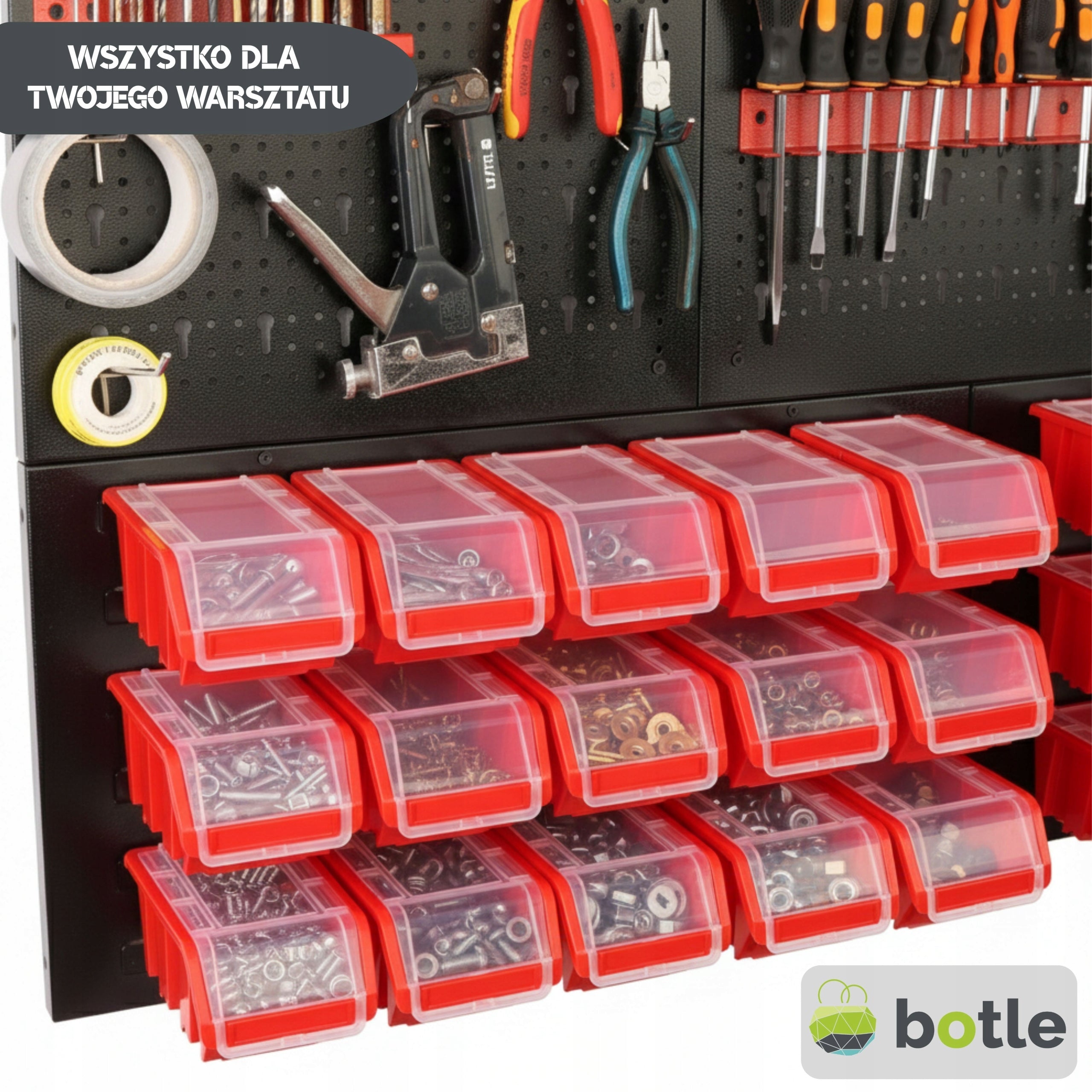Workshop board botle 120x90cm metal 30x container RED Manufacturer code 5904865743391