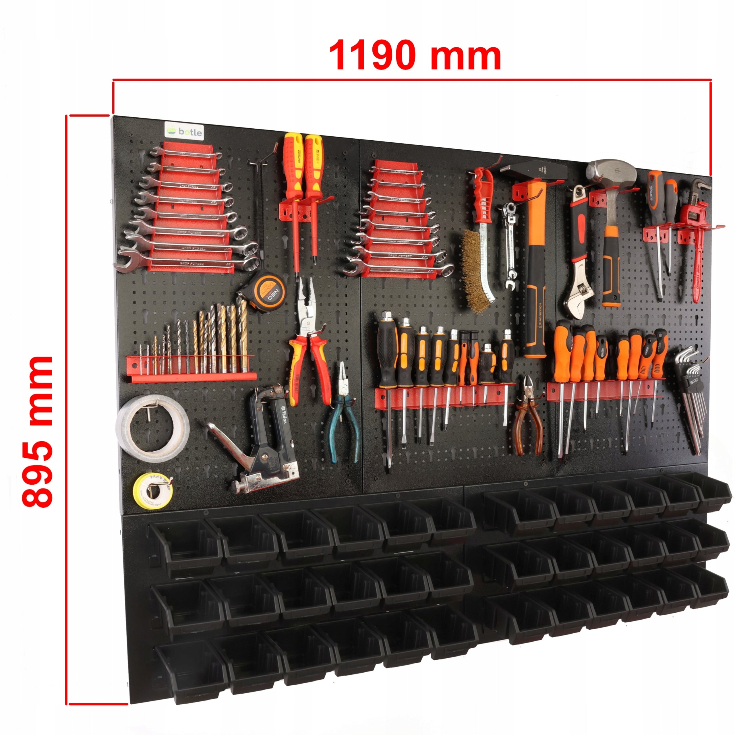 Workshop board botle 120x90cm metal 36x container black handles EAN (GTIN) 5904865743193