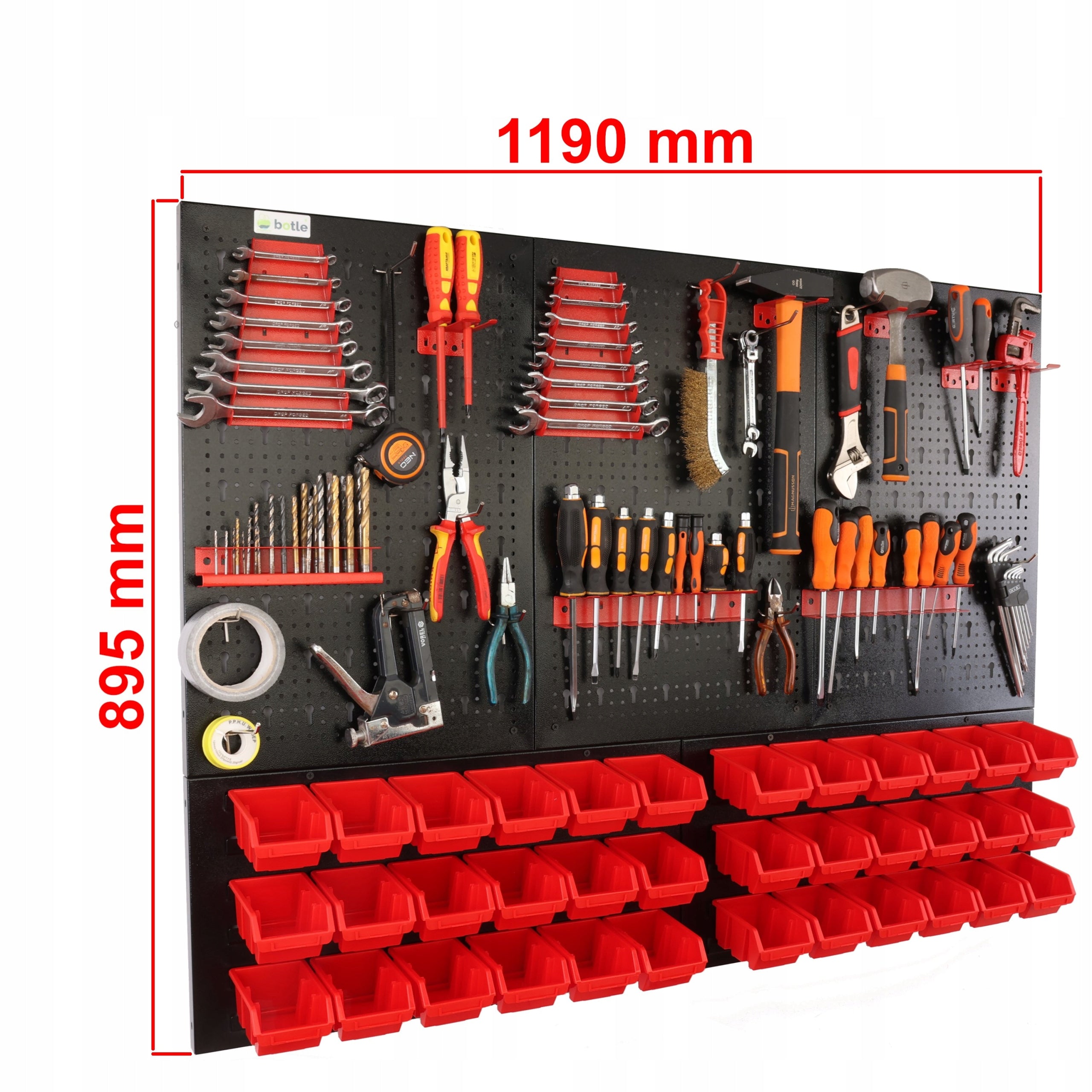 Workshop board botle 120x90cm metal 36x container red handles EAN (GTIN) 5904865743261