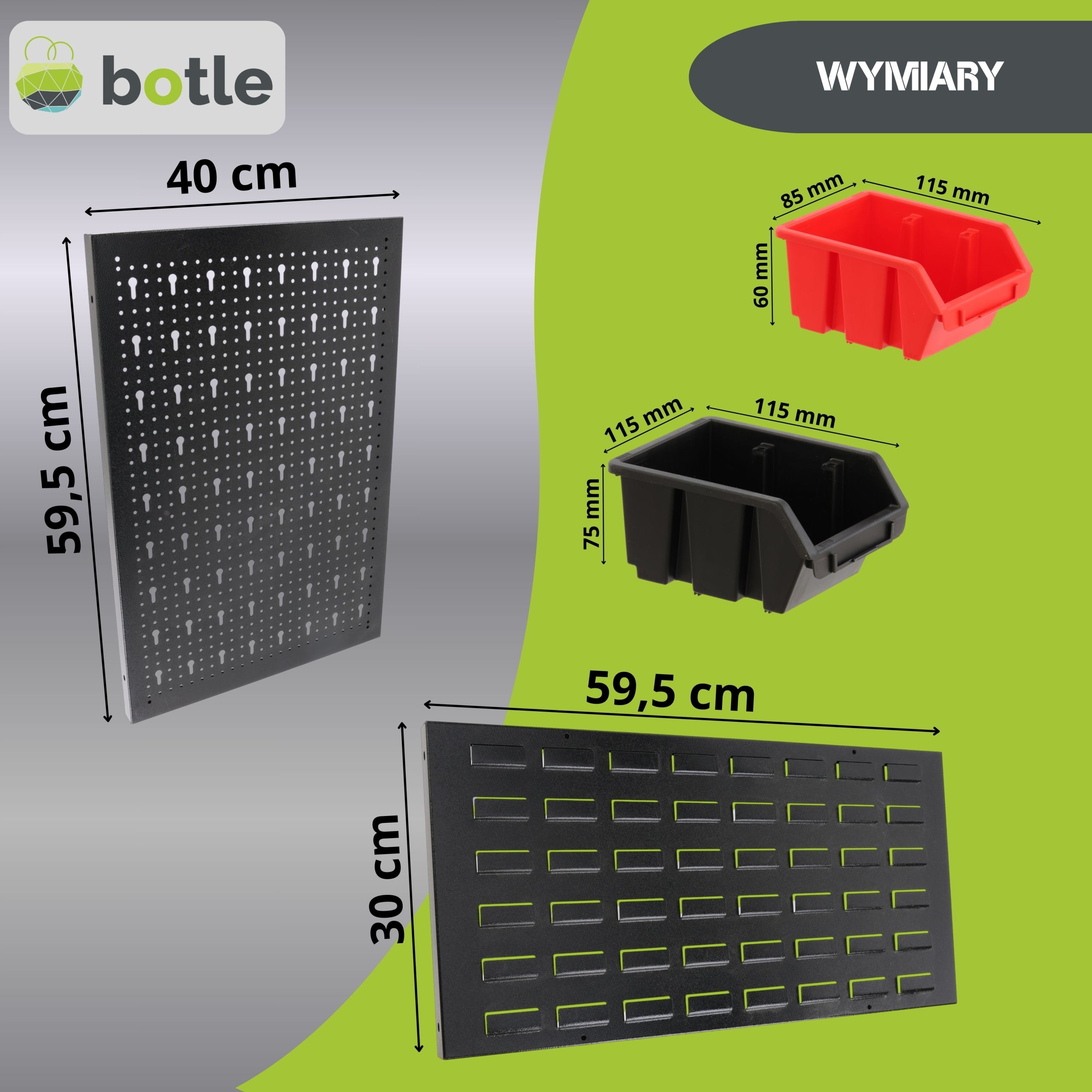 Workshop board botle 238x90cm metal 56x container BLACK RED Kind pegboard