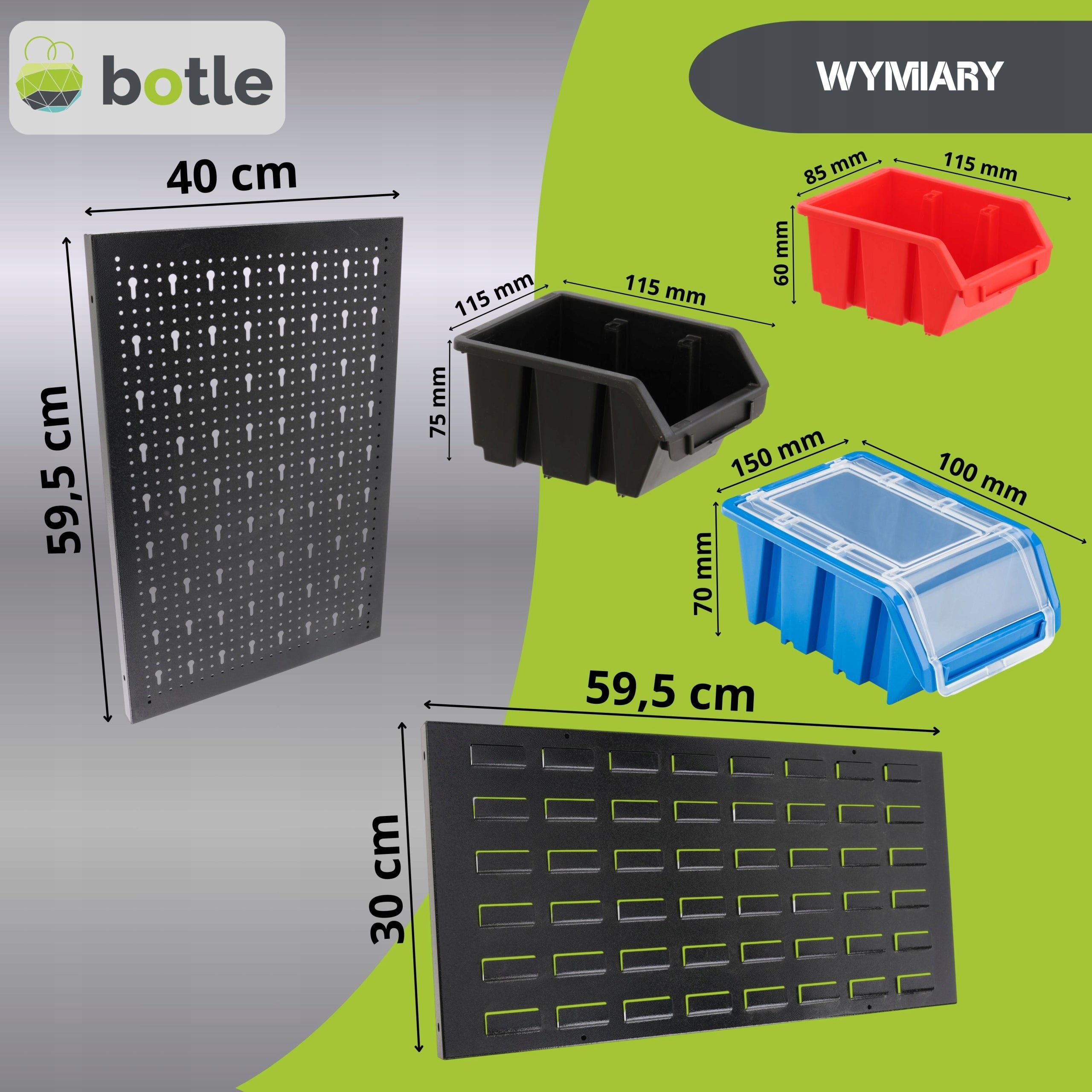 Workshop board botle 238x90cm metal 60x container shelf handles Kind pegboard