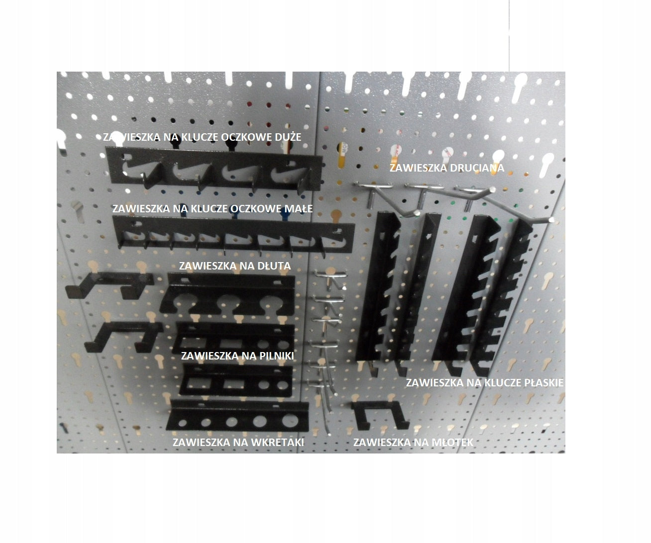 Workshop board for tools, tool wall with PENDANTS, grey Product height 63 cm