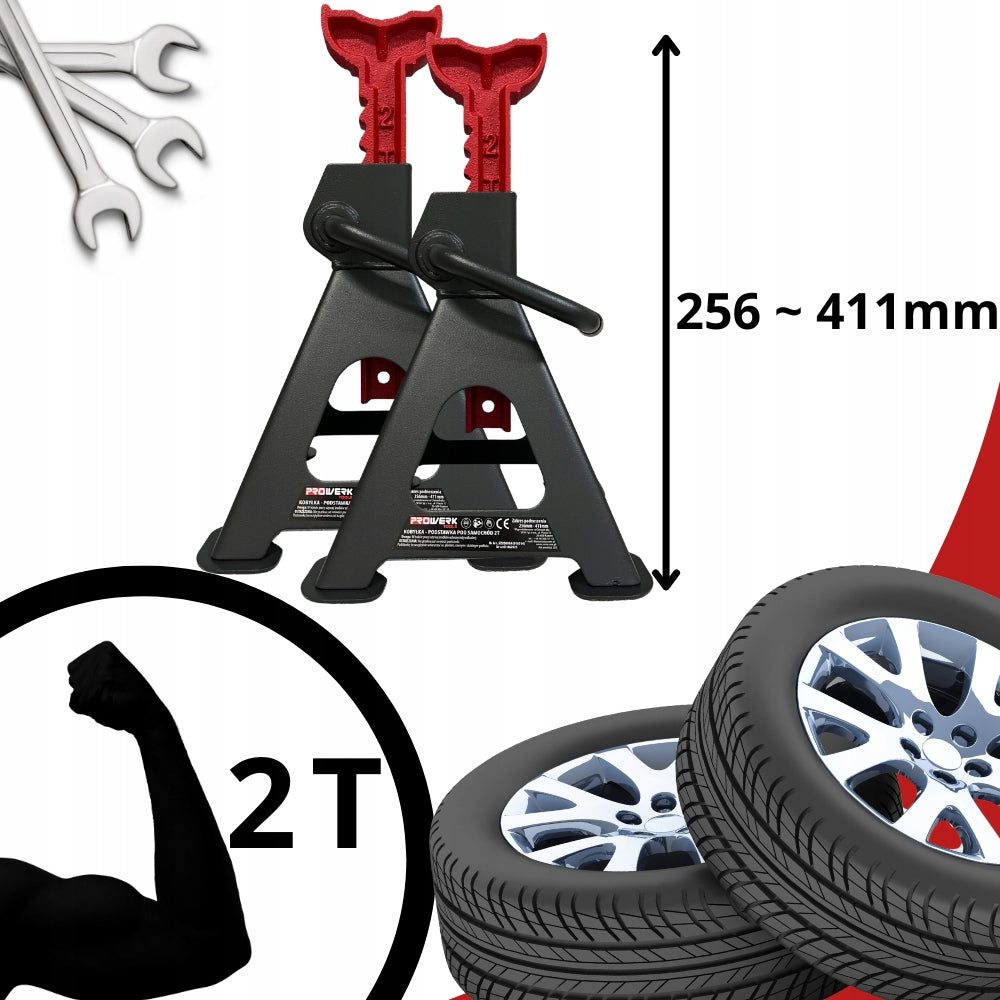Workshop stands Car cradles 2T 256-411mm with lock 2pcs Manufacturer code 018514
