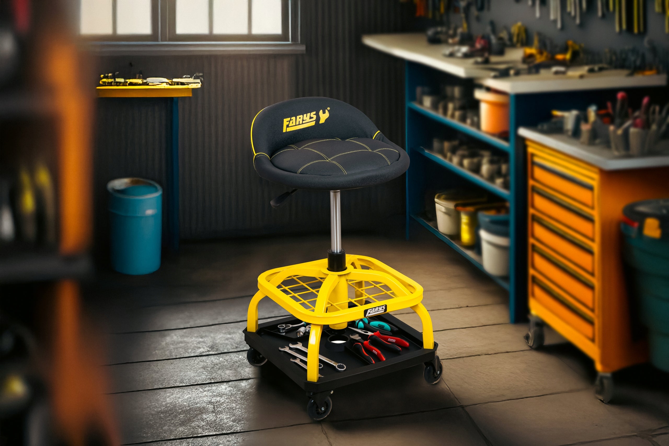Workshop stool on wheels swivel with brake adjustable stool FR9227 Manufacturer code FR9227