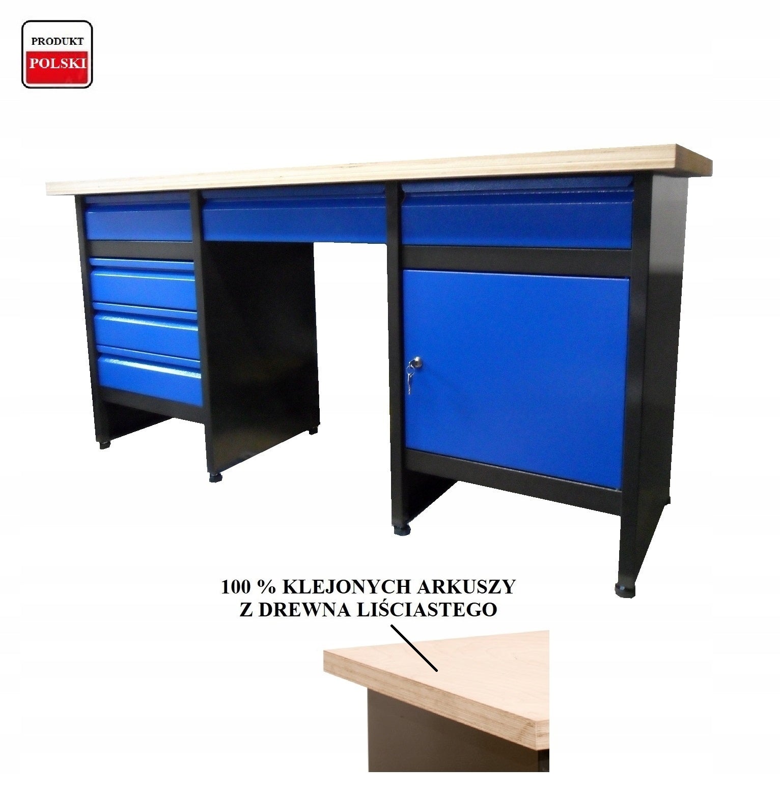 Workshop table for garage locksmith tool drawers COLORS variants