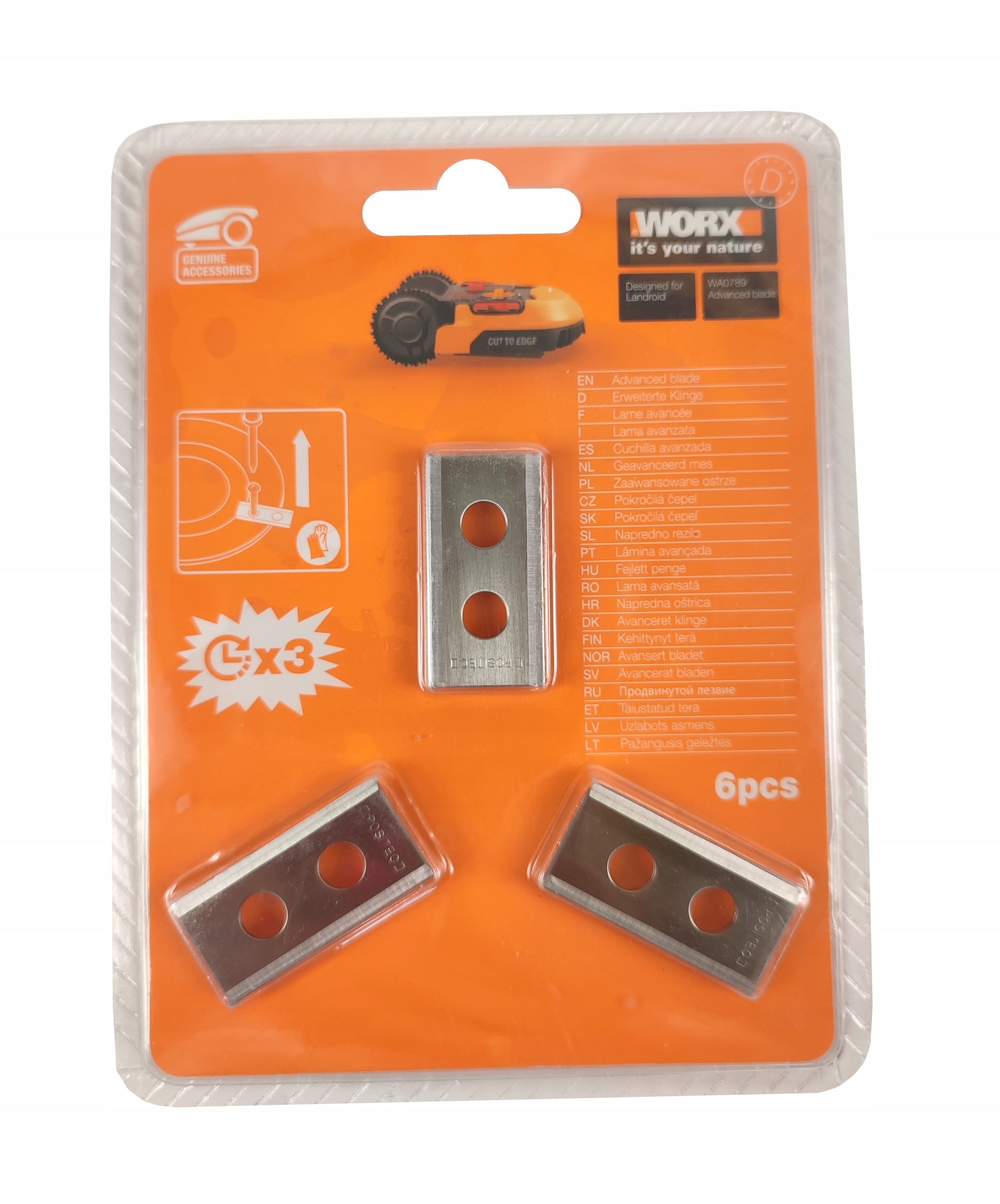 Worx PREMIUM blades for Landroid mowing robots cutting knives 6 pcs WA0789