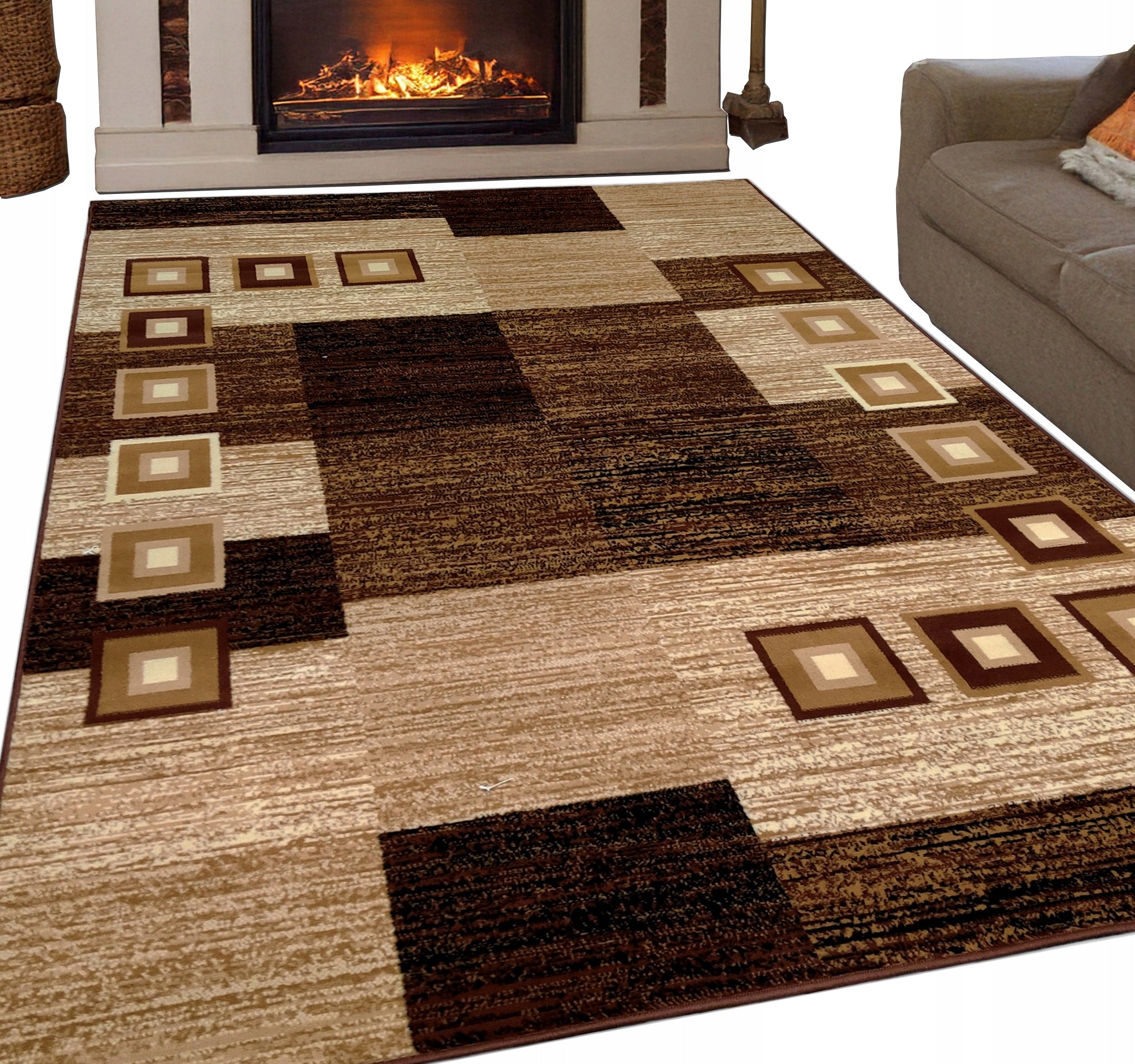 Woven carpet Alfa 200x300 cm modern Belgian for bedroom living room brown
