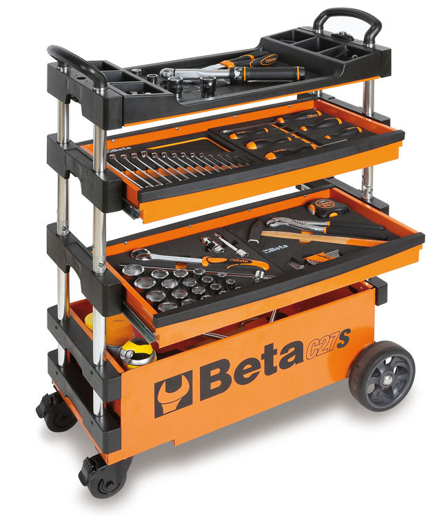 Klappbarer Werkzeugwagen Beta Tools C27S-O, orange, Stahl 