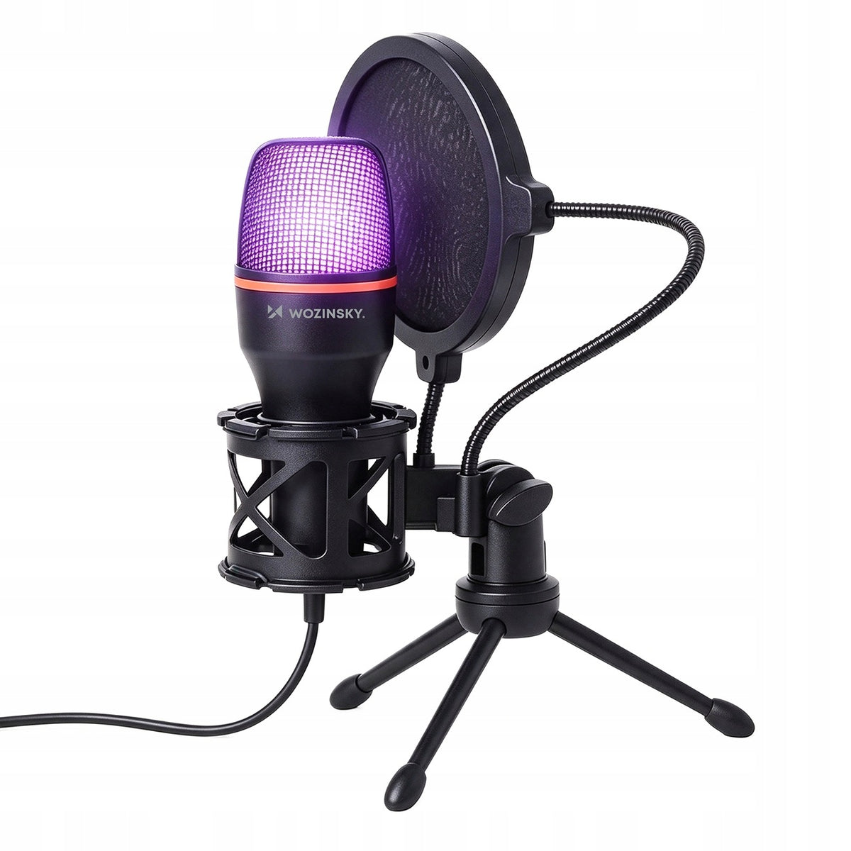 Wozinsky Microphone for PC Studio Gaming USB RGB Tripod - Black Packaging status original