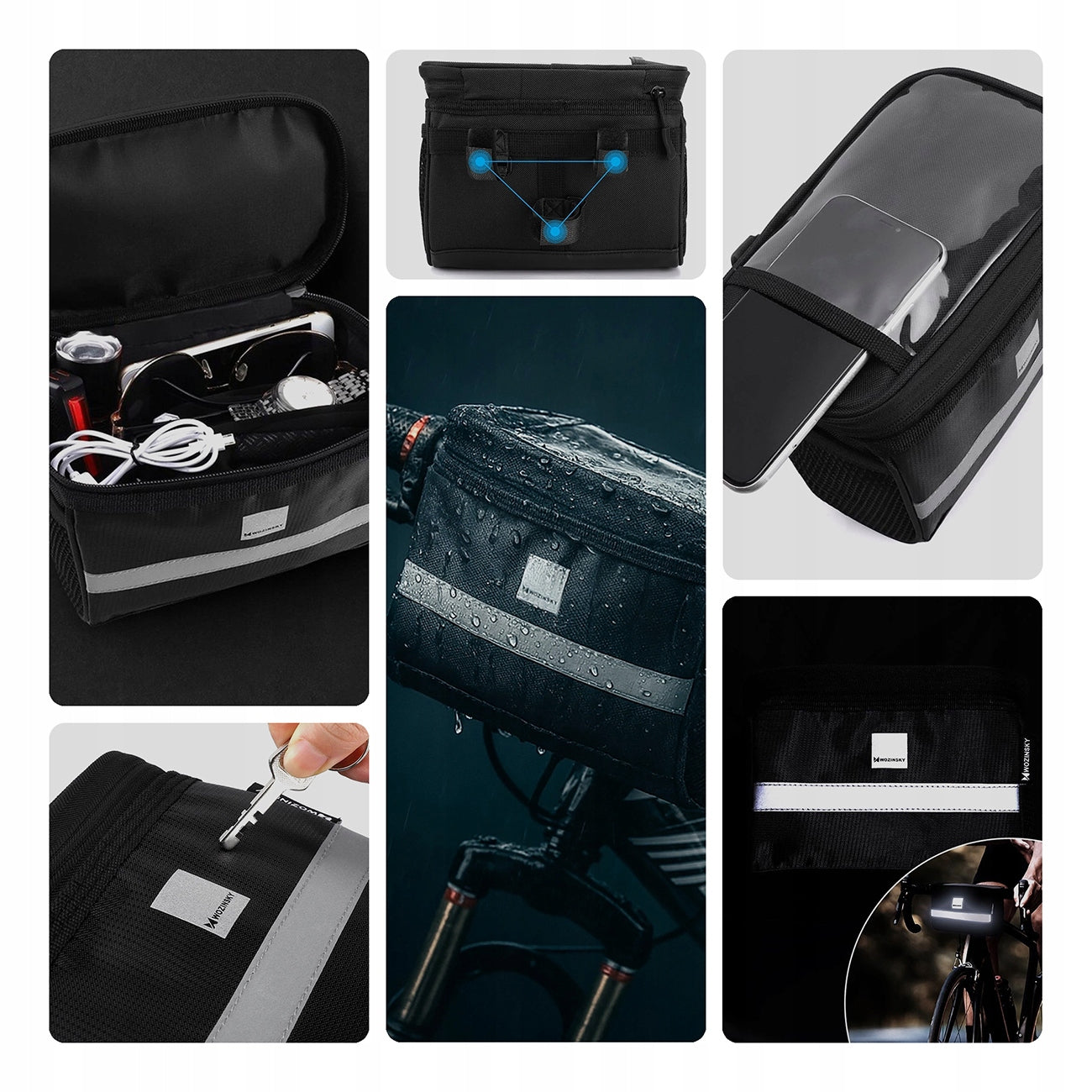 Wozinsky WBB12BK Bike Handlebar Bag with Phone Case 2 L Black Brand Wozinsky