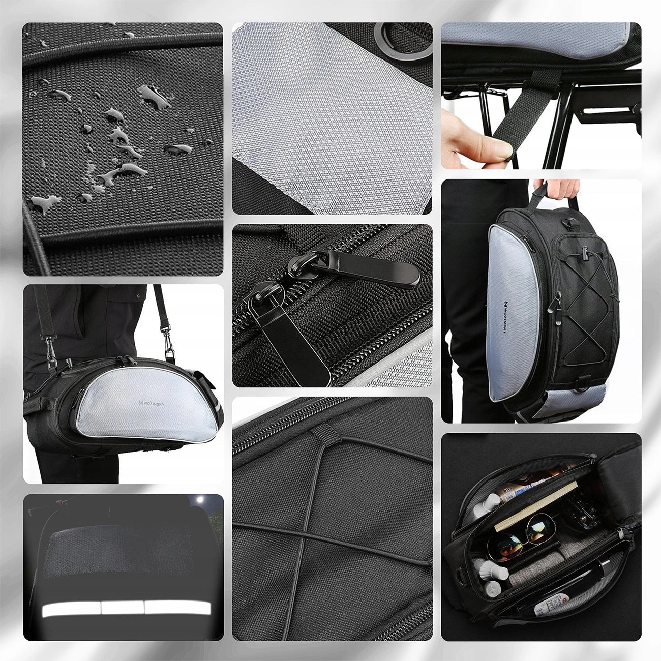 Wozinsky bicycle bag for luggage compartment with shoulder strap 13l black (WBB1BK) Brand Wozinsky