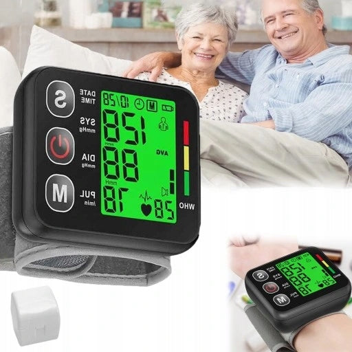Wrist Blood Pressure Monitor with Voice Function and Backlight for Seniors