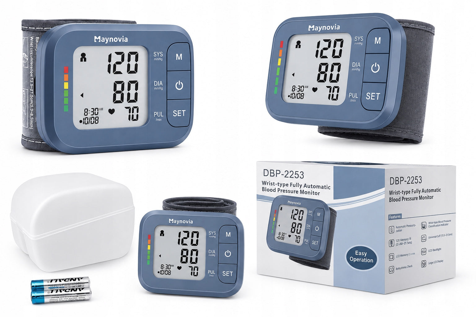 Wrist blood pressure monitor DBP-2253 automatic heart rate monitor large LCD screen Packaging status original